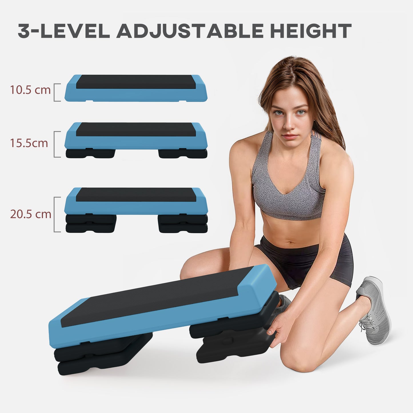 Adjustable Fitness Stepper, with Non-Slip Surface, for Home, Gym