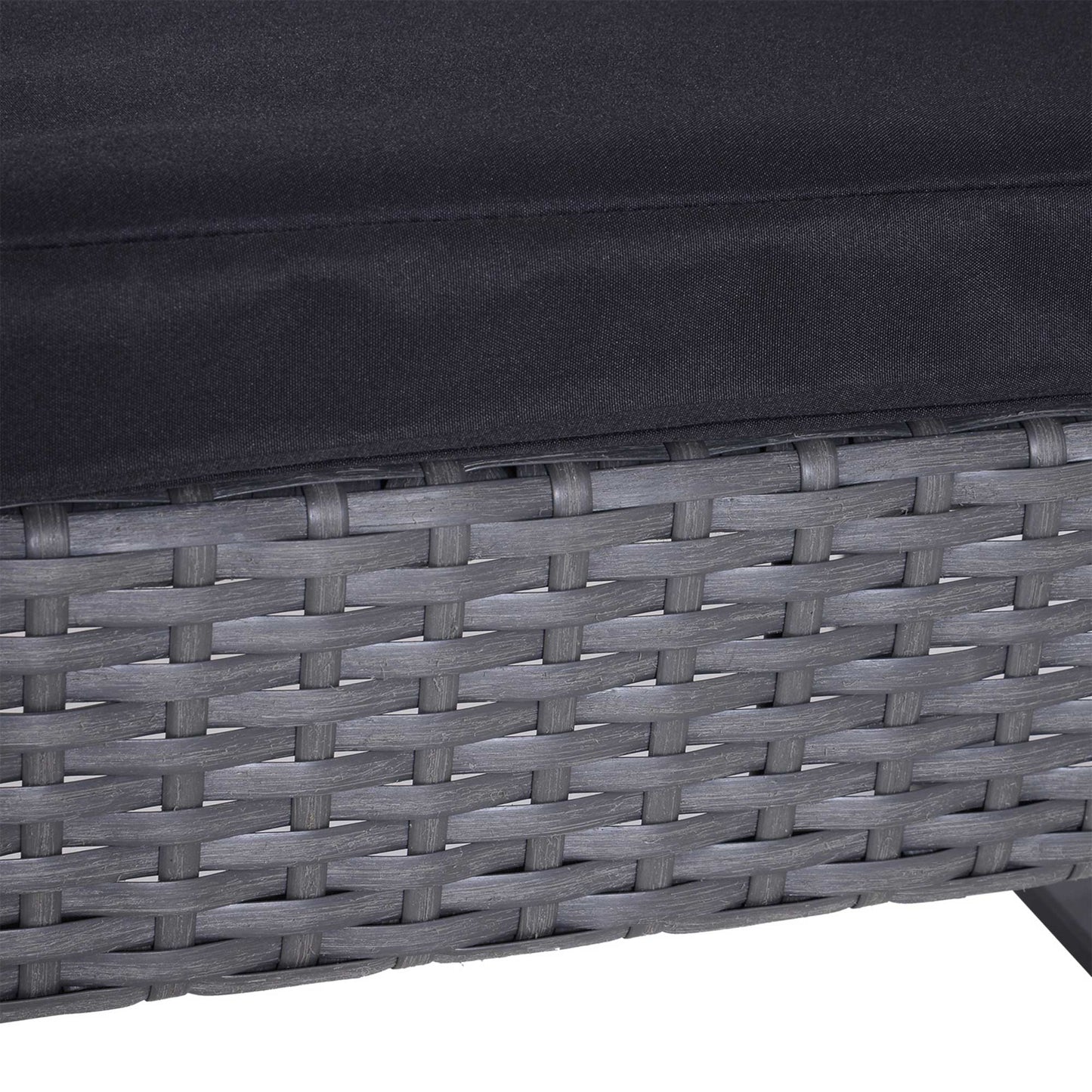 2 Seater Rattan Patio Set W/ Cushions-Grey/Black