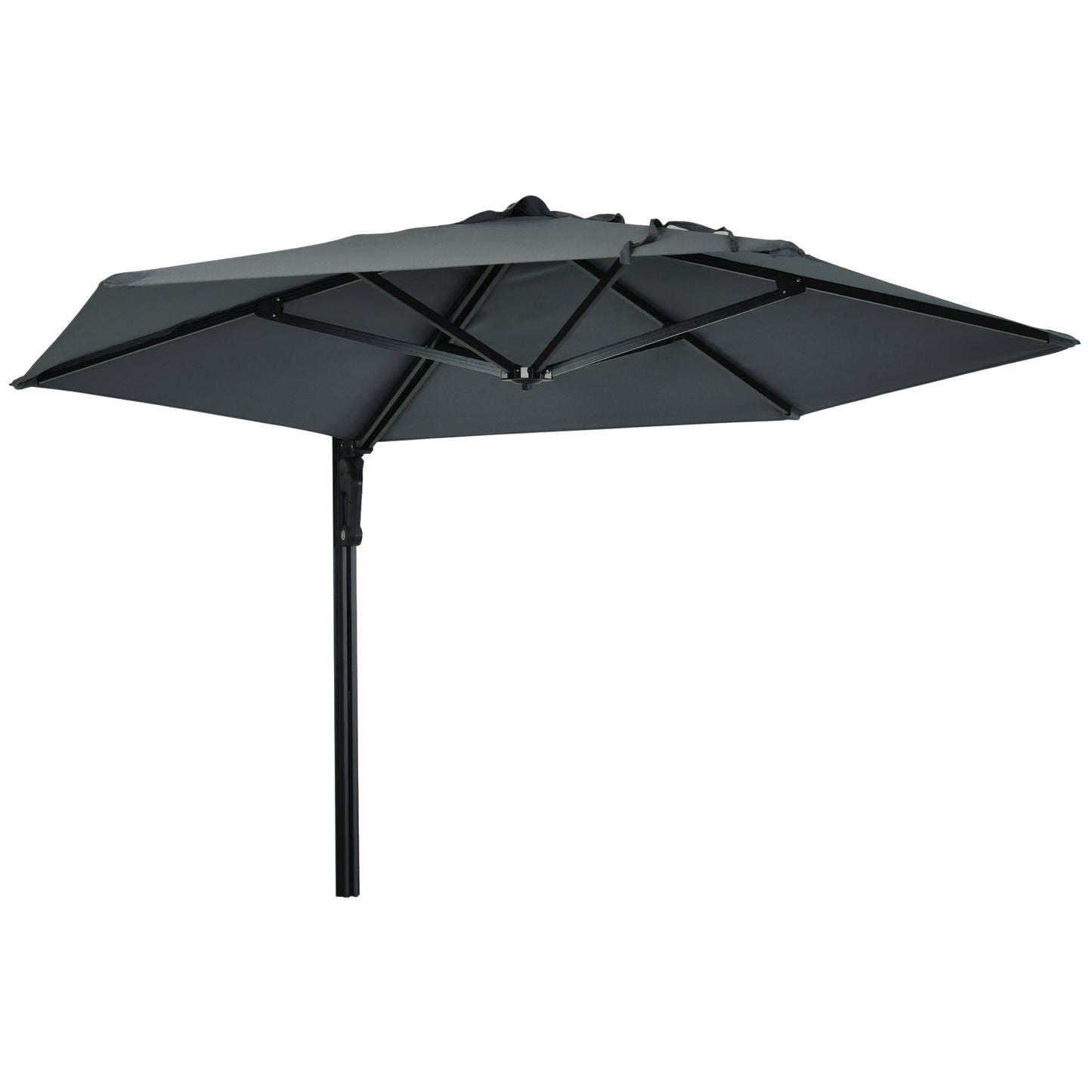 2.5m Wall Mounted Parasol, Hand to Push Outdoor Patio Umbrella