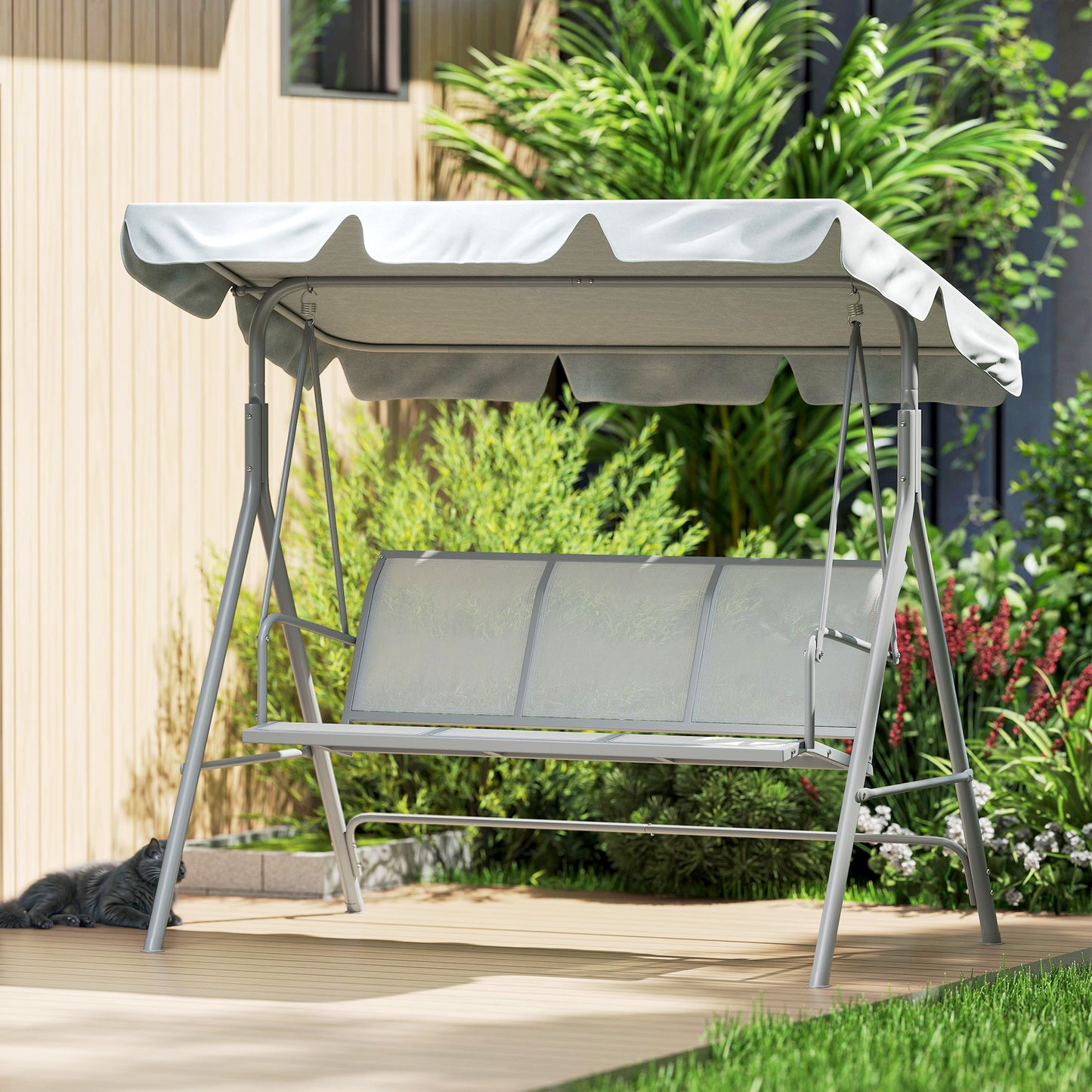 Metal Garden Swing Chair, 3-Seater Swing Seat