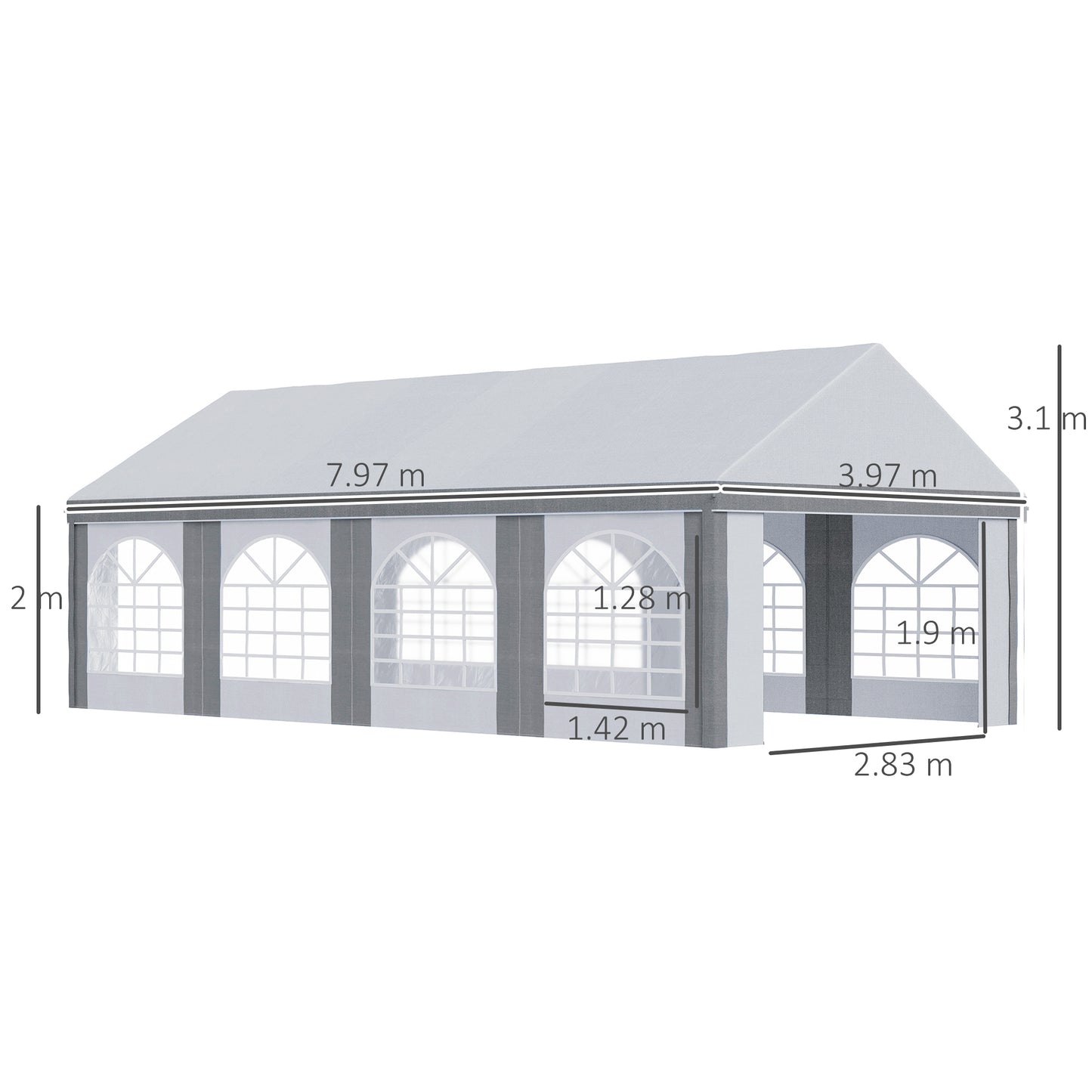 8m x 4m Marquee Gazebo with Sides