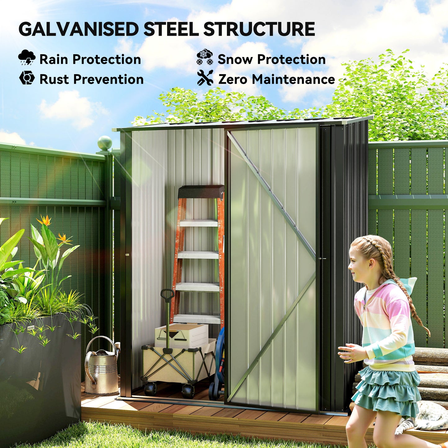 5.3 x 3.1ft Corrugated Steel Garden Shed