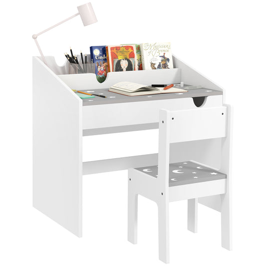 Children Study Table and Chair, Kids Desk and Chair Set with Storage