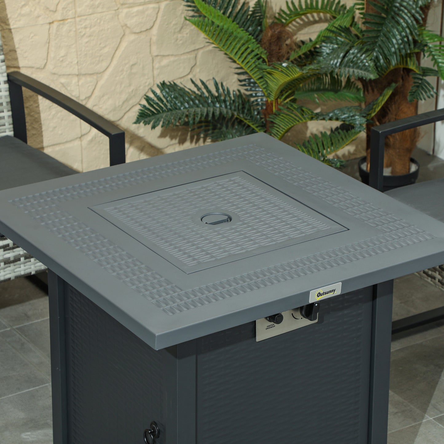 71 x 71cm 40000 BTU Gas Firepit Table - Black/Dark