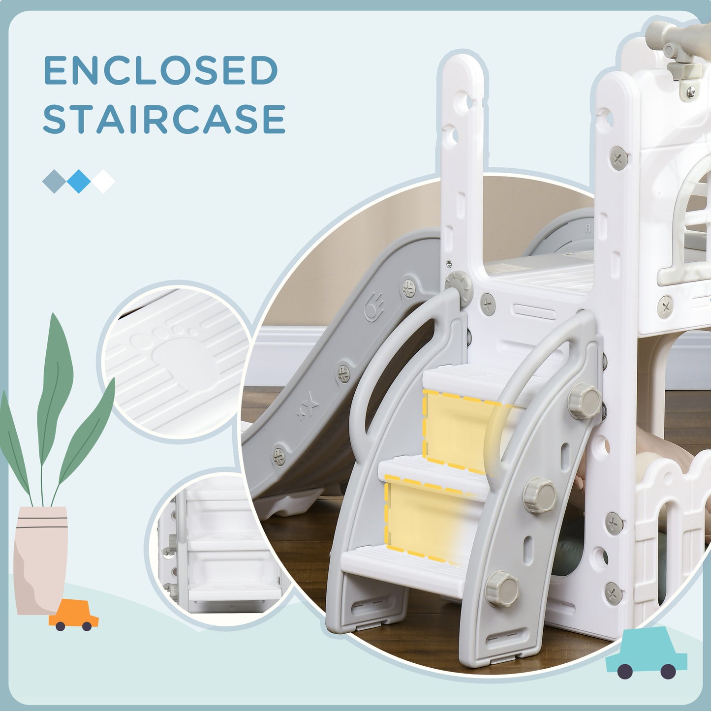 5 in 1 Toddler Slide with Basketball Hoop, Climber, Telescope