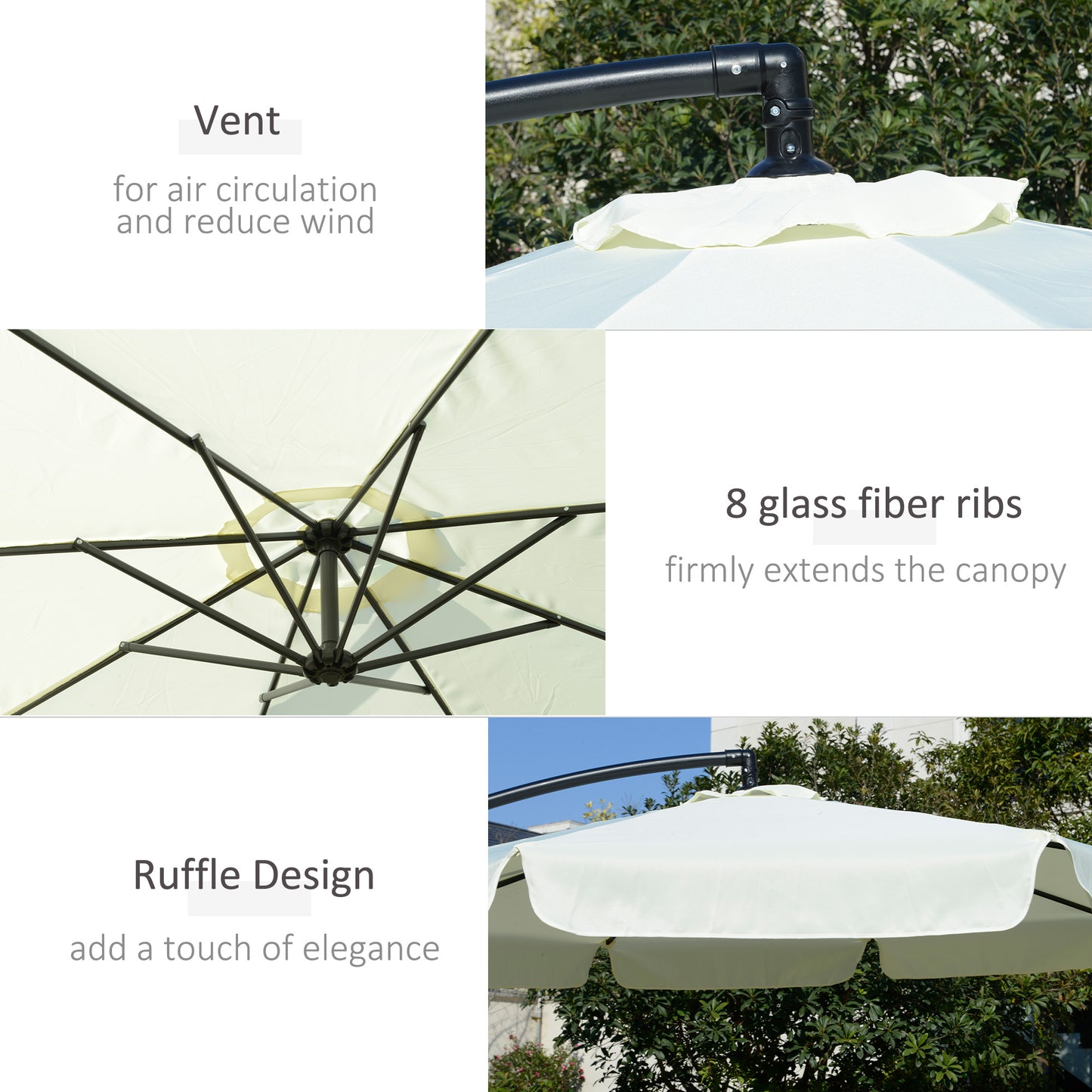 2.7m Garden Banana Parasol Cantilever Umbrella with Crank Handle