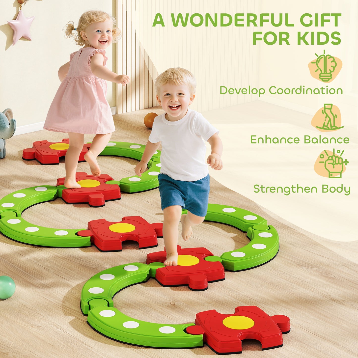 13 PCS Kids Balance Beam Stepping Stones Set
