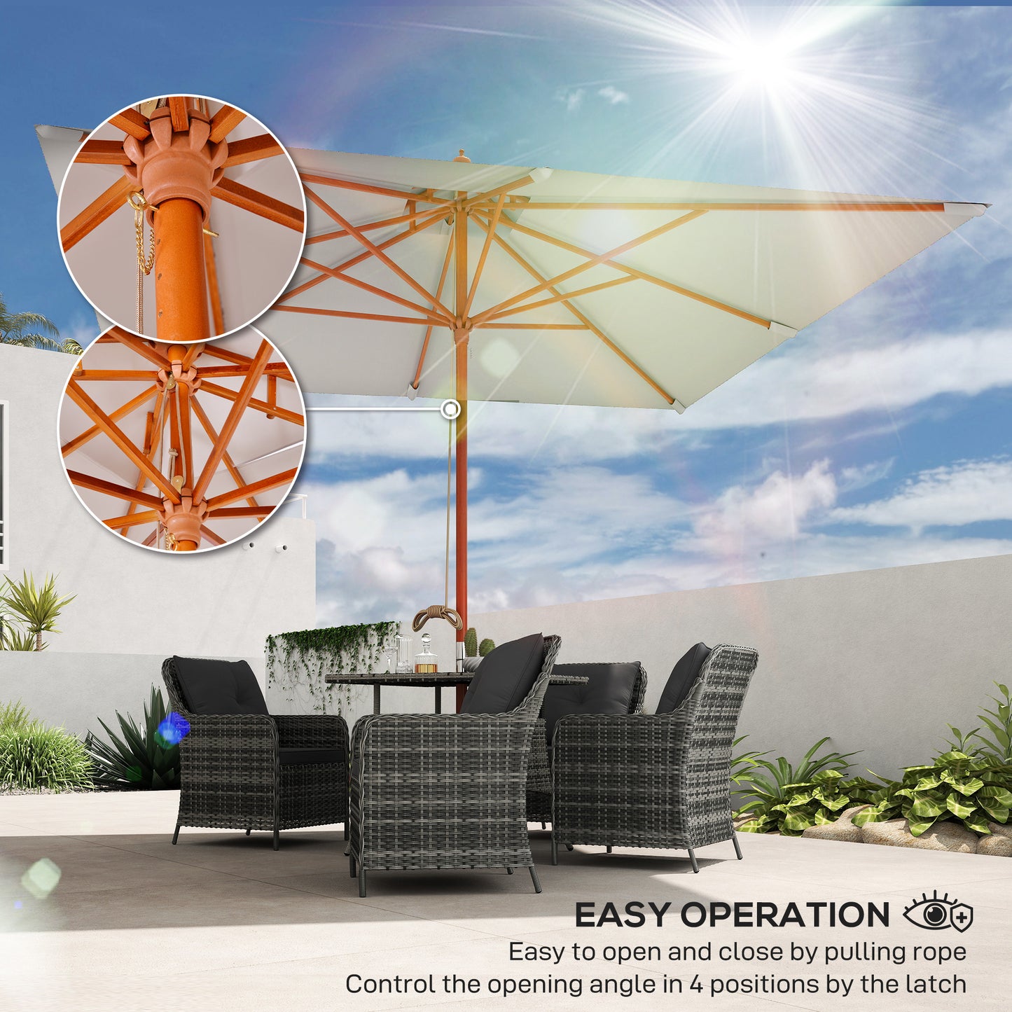 3 m Square Garden Parasol