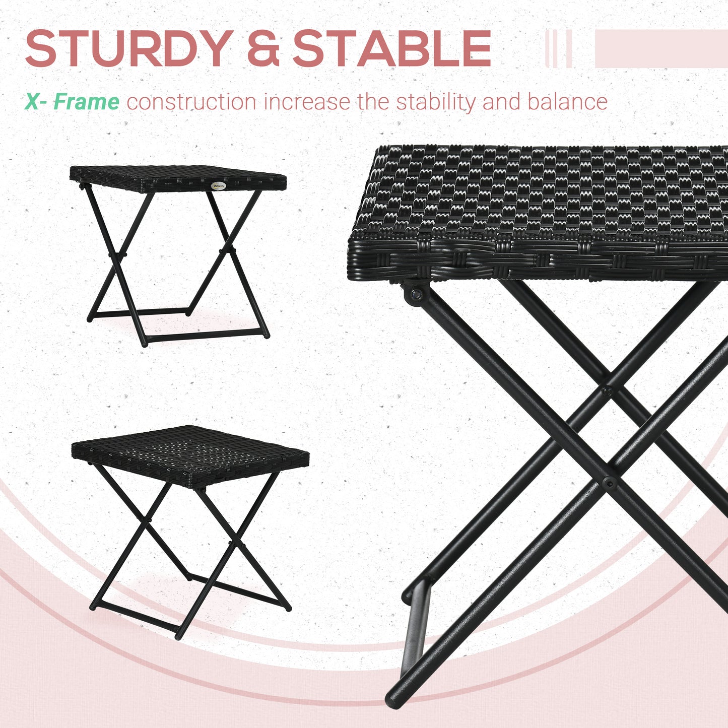Square PE Wicker Rattan Folding Table (1)