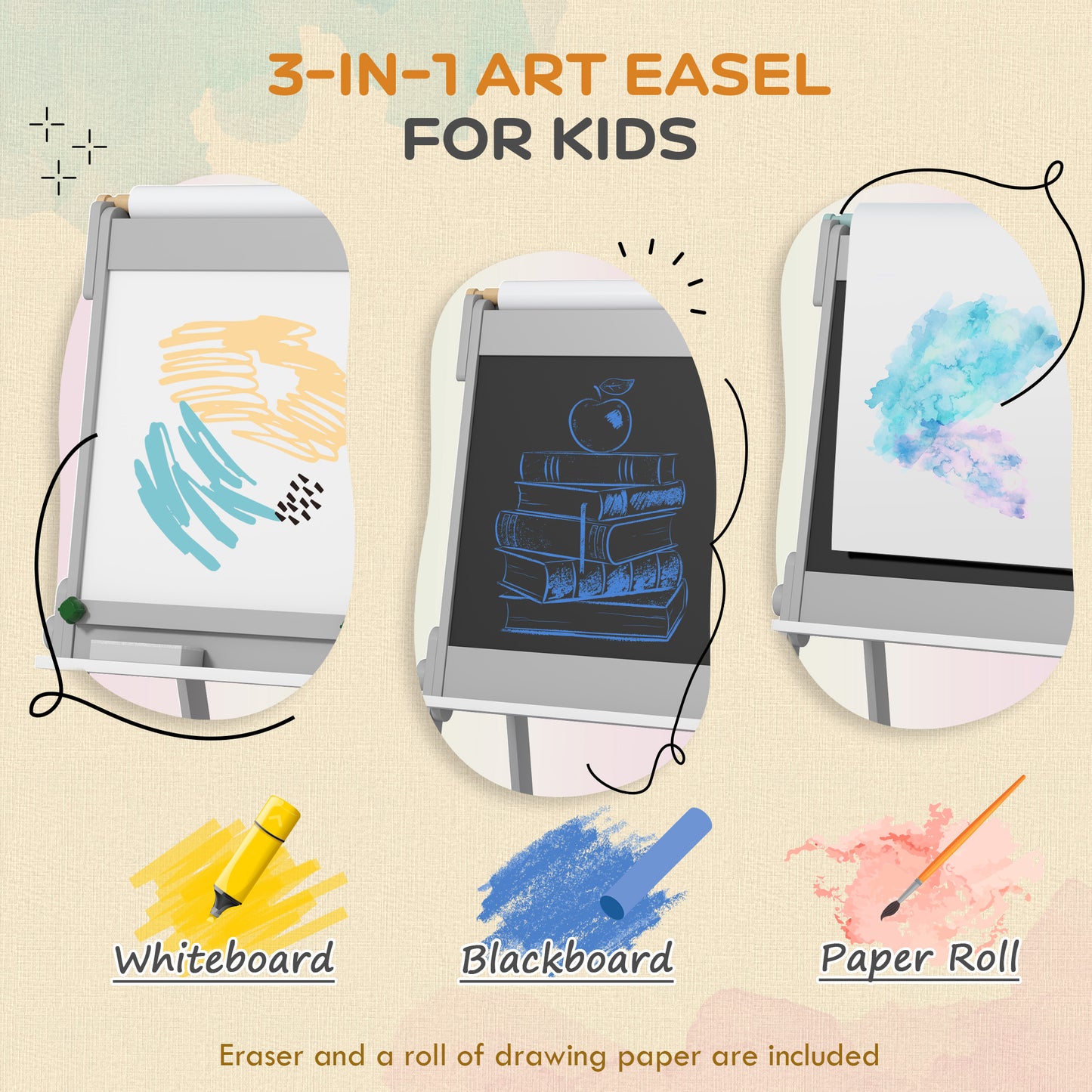 Art Easel for Kids with Paper Roll