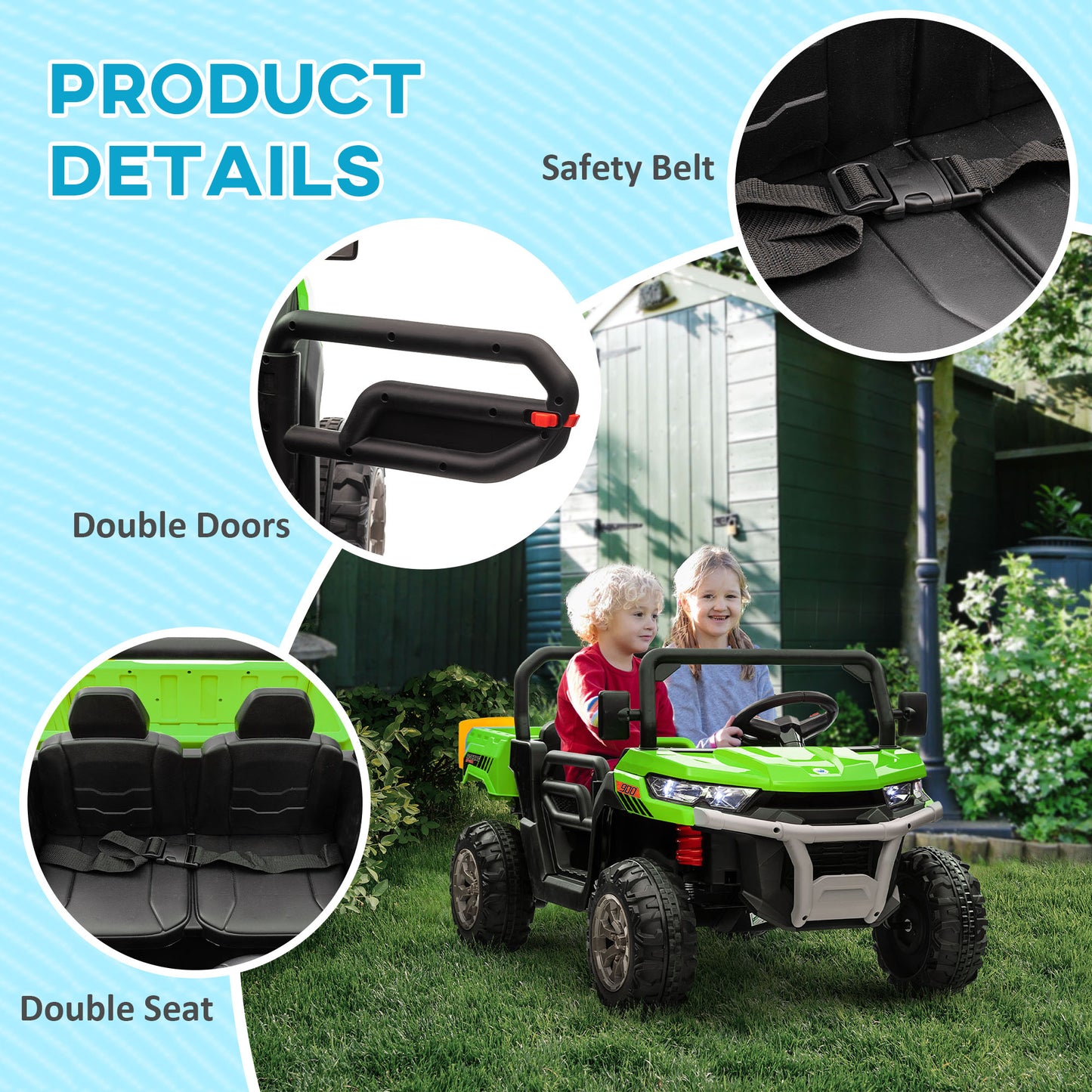 12V 2 Seater Kids Electric Ride-On Car with Electric Bucket