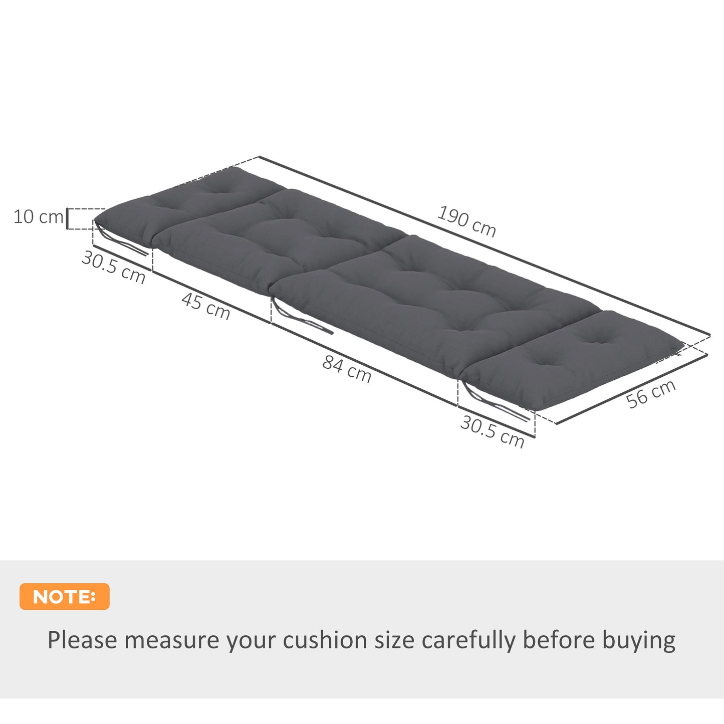 Set of Two 190 x 56cm Sun Lounger Cushions
