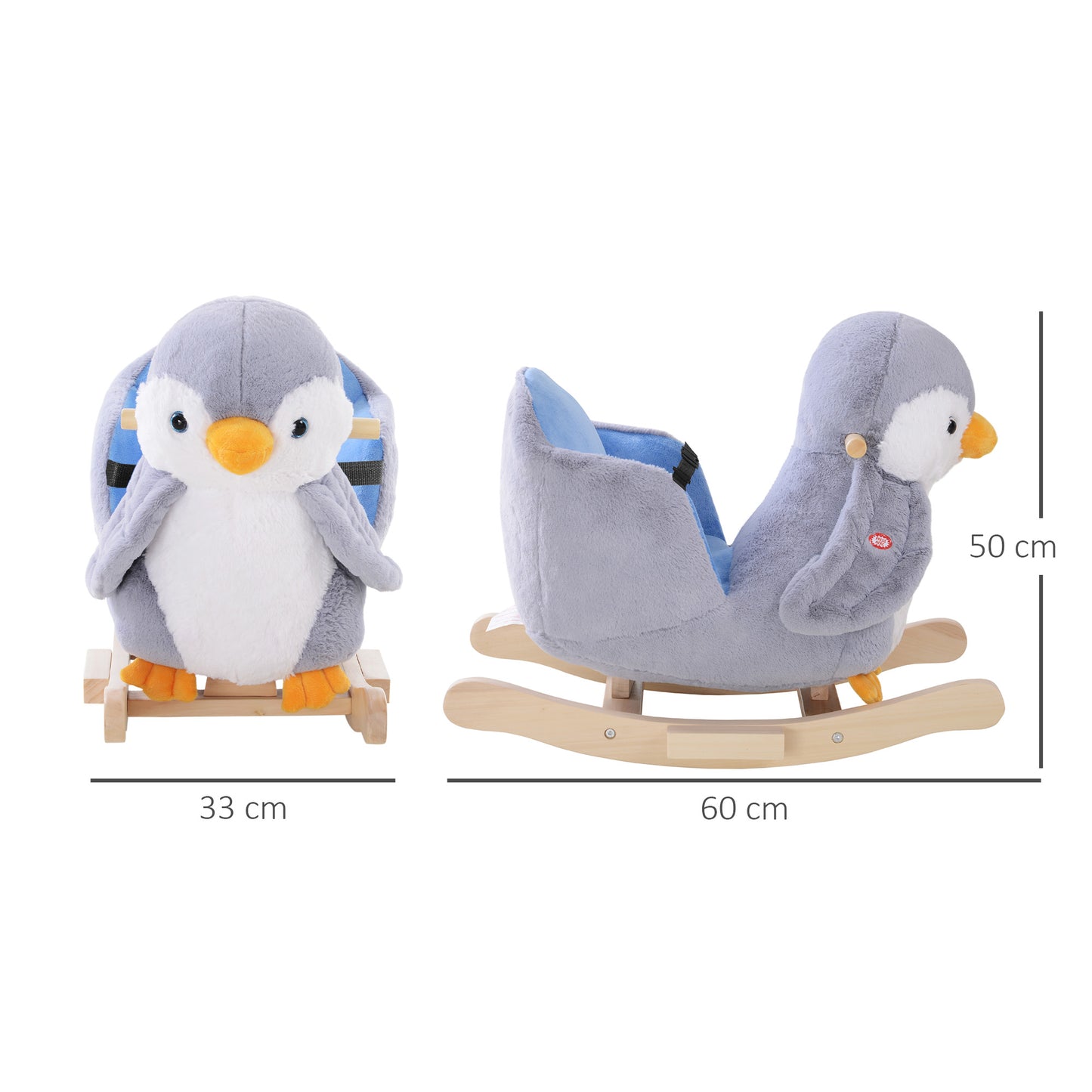 Children Kids Animal Rocking Horse Penguin Plush Musical Button 32