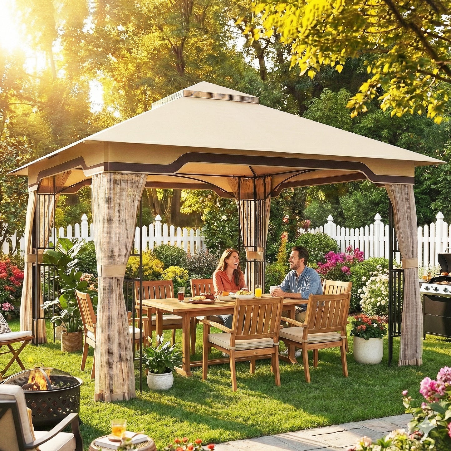 3.3 x 3.3 m Outdoor Garden Gazebo with Post Shelves