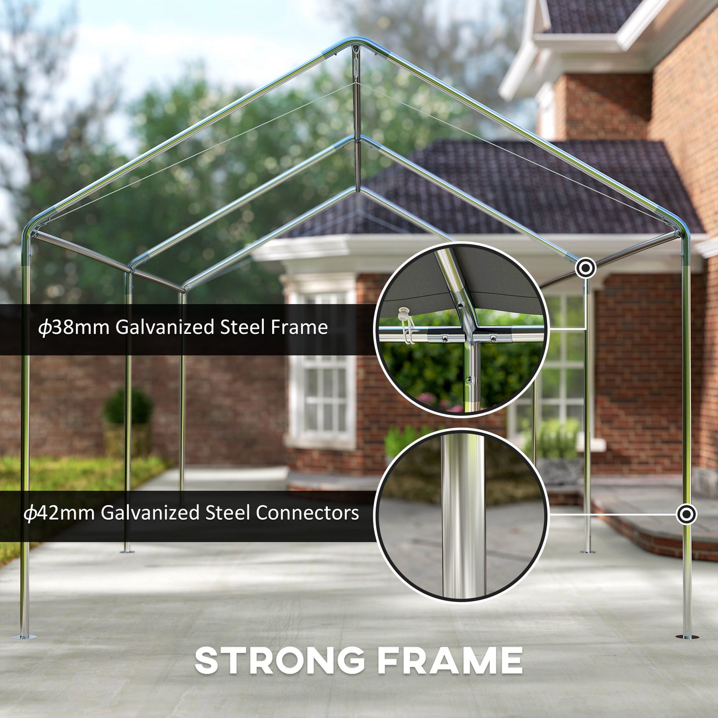 3 x 6m Heavy Duty Carport Garage Car Shelter Galvanized Steel