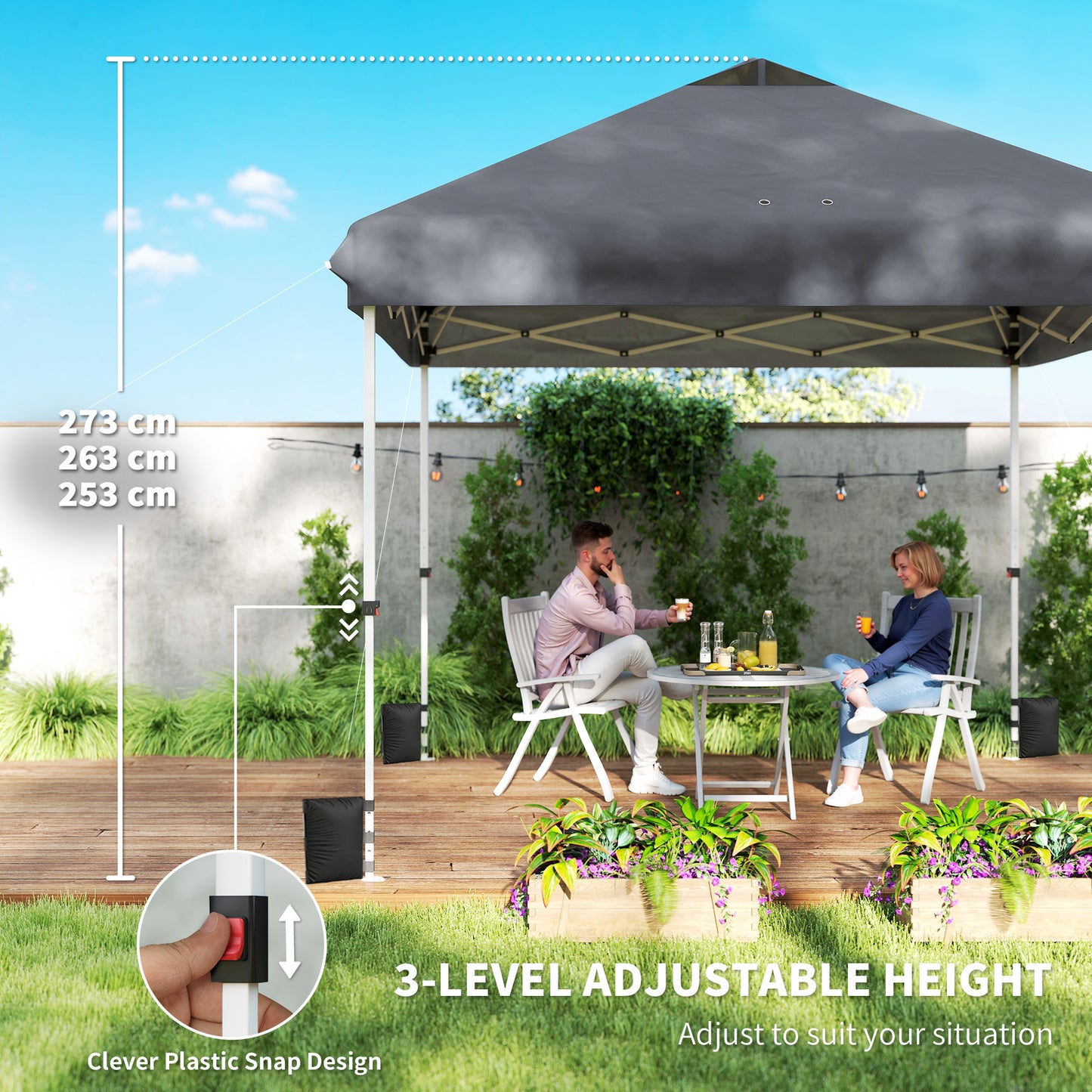 3 x 3 m Pop Up Gazebo with Wheels
