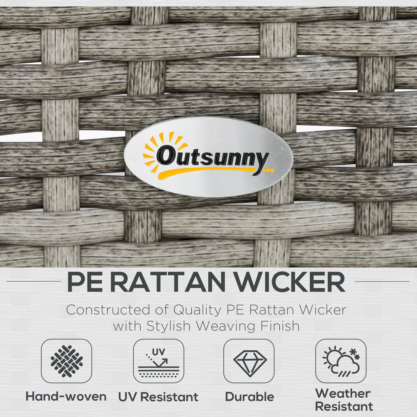 6 Pieces PE Rattan Garden Furniture Set with Three-seat