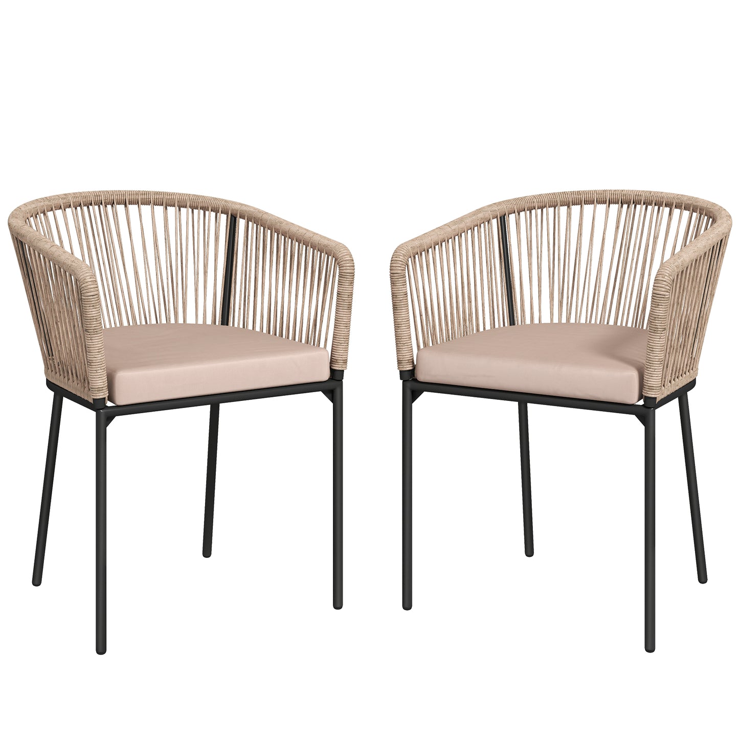 Garden Chairs Set of 2, Rattan Garden Dining Chairs