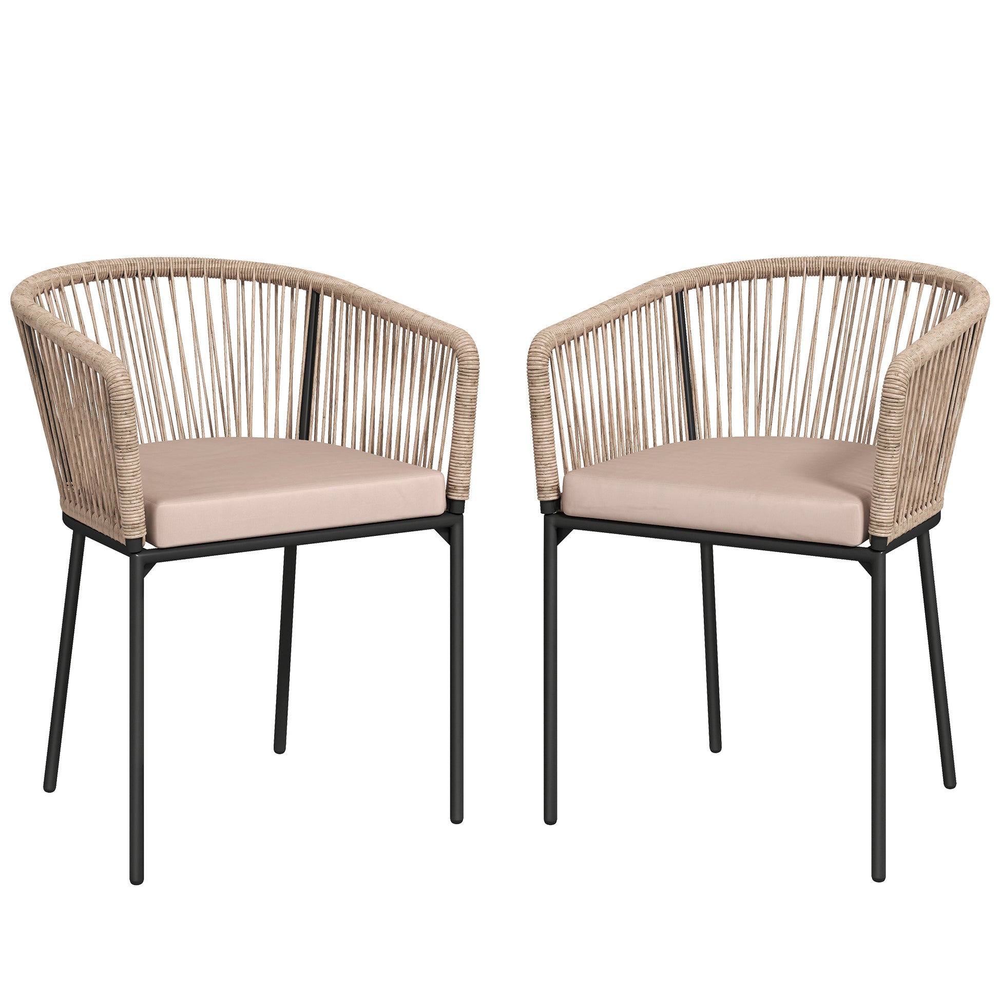 Garden Chairs Set of 2, Rattan Garden Dining Chairs