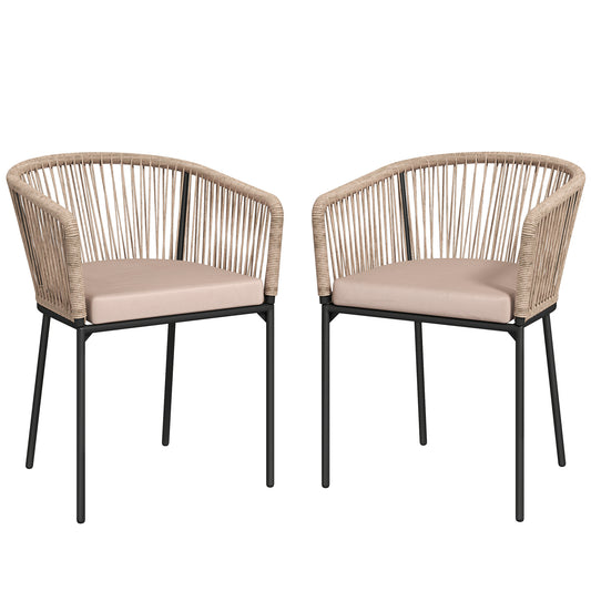 Garden Chairs Set of 2, Rattan Garden Dining Chairs