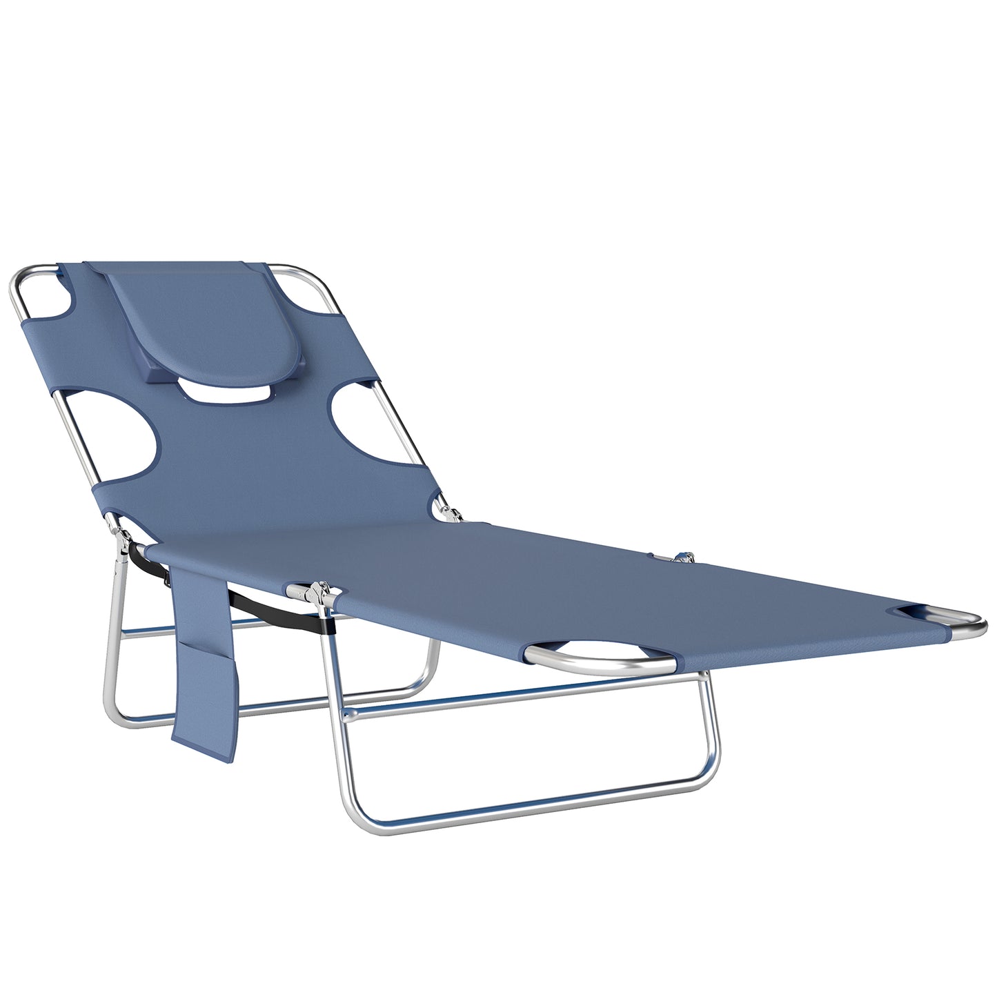 5-Position Adjustable Sun Lounger with Reading Hole and Side Pocket