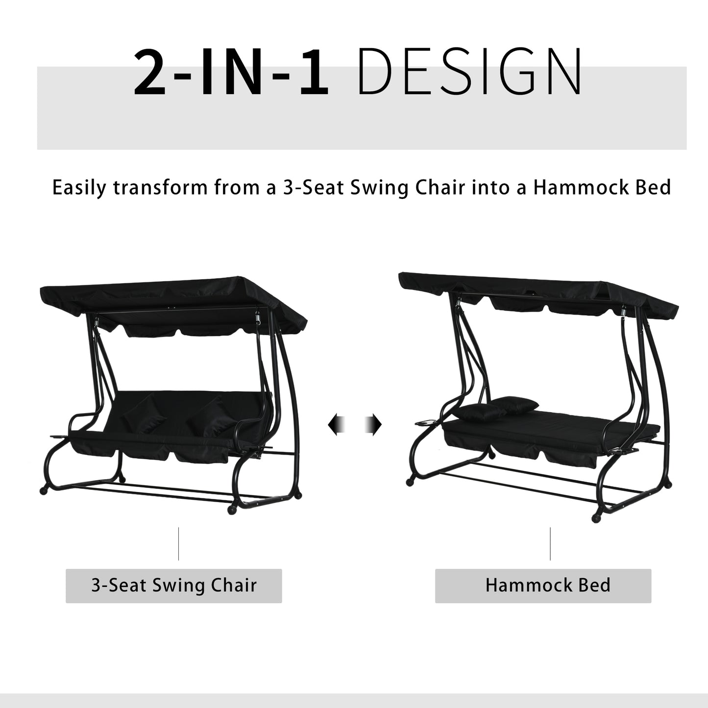 Three-Seater Garden Swing Bed