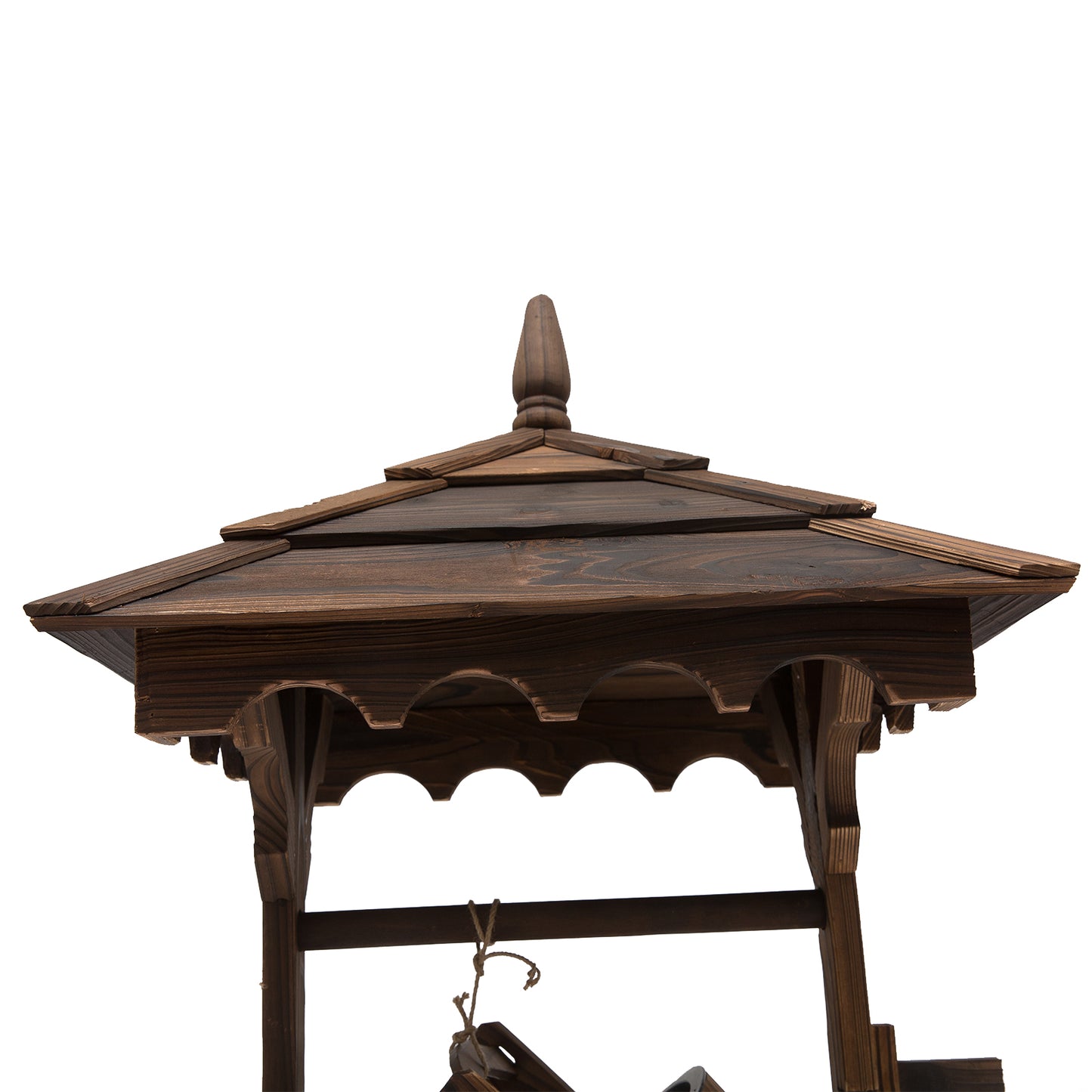 Wooden Garden Wishing Well Fountain Barrel Waterfall Rustic Wood