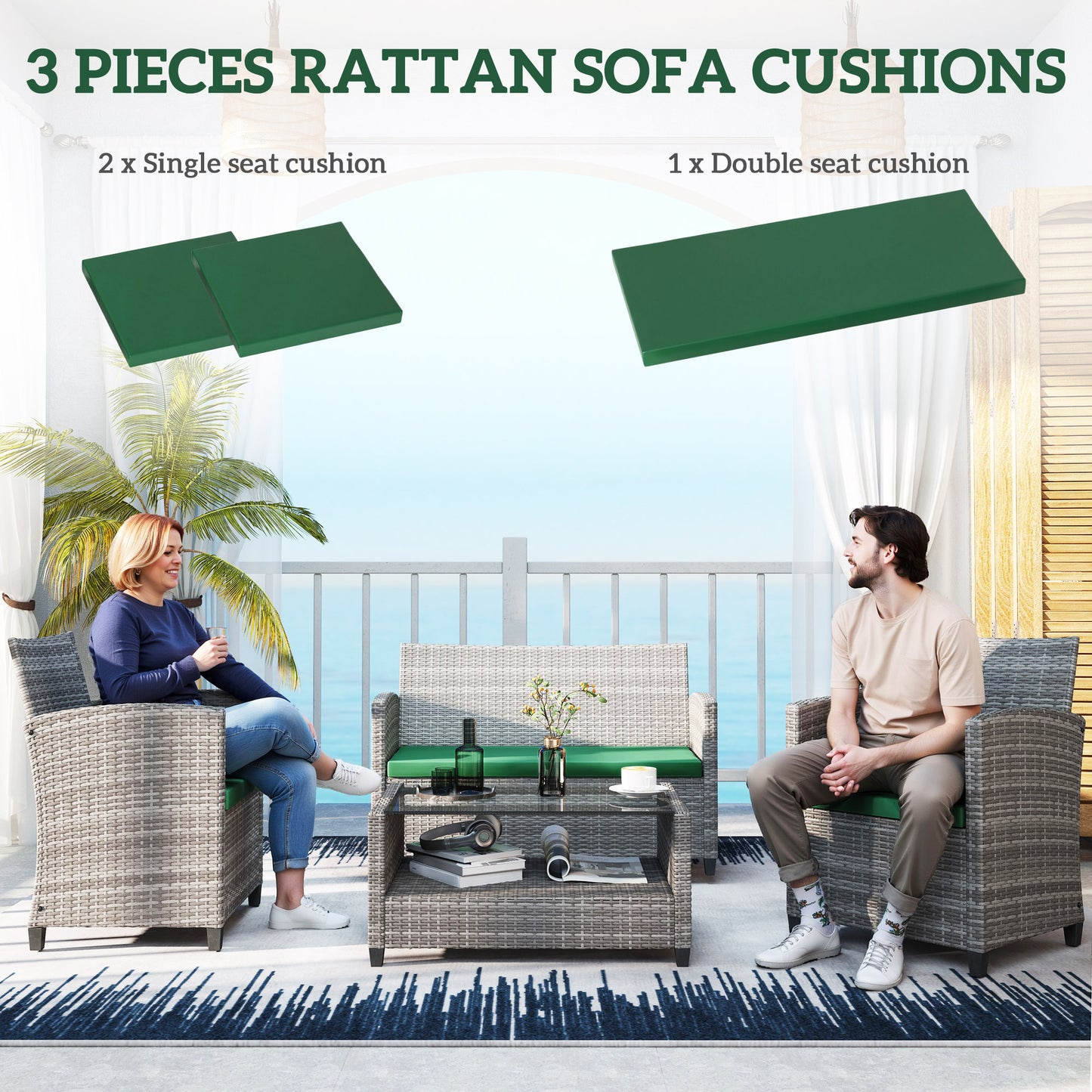 Outdoor Seat Cushion Pads for Rattan Furniture