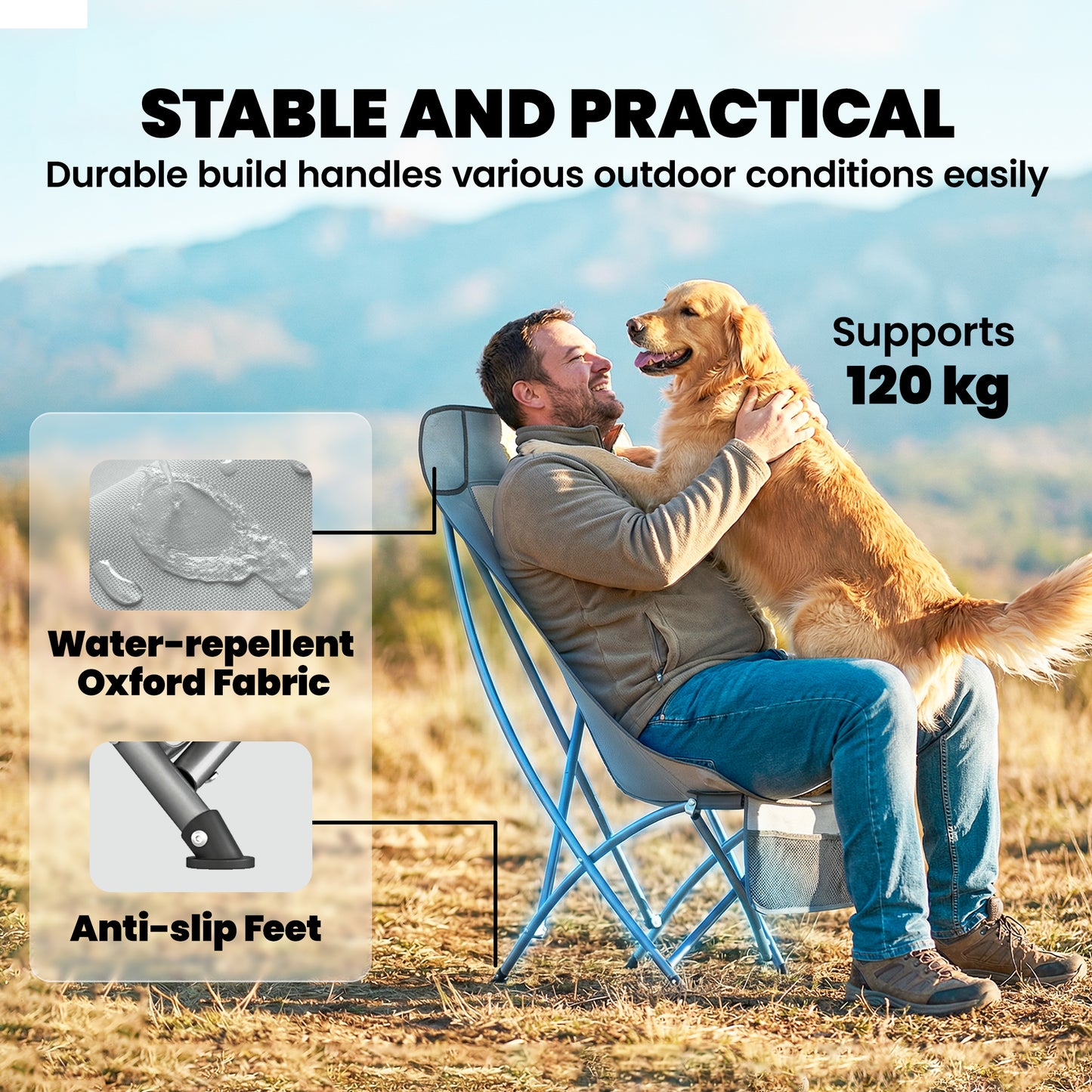Camping Chair for Adults Heavy Duty Folding Camp Chair