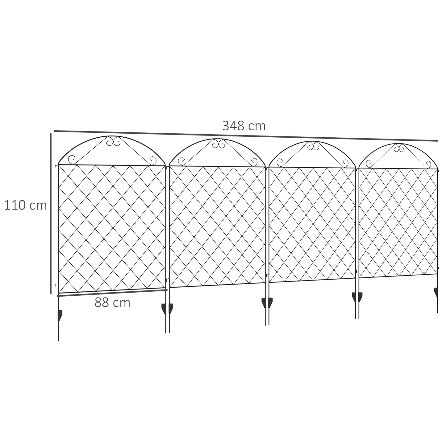 Decorative Garden Fencing, 43in x 23ft Outdoor Picket Fence Panels