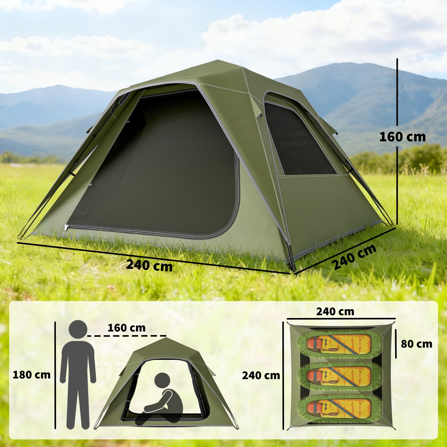 Pop Up Tent 3000mm Waterproof Camping Tents