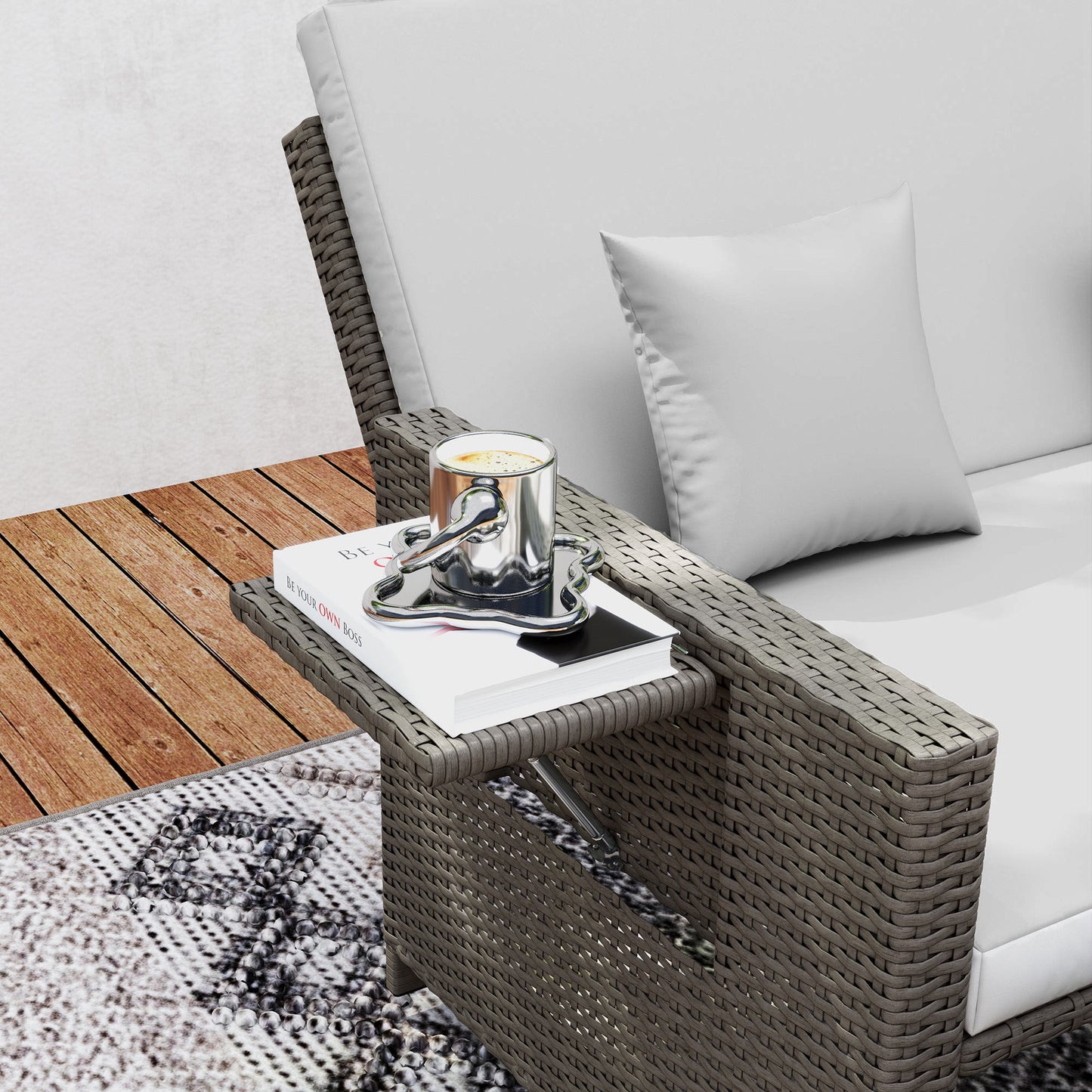 Rattan Day Bed, with Footstool