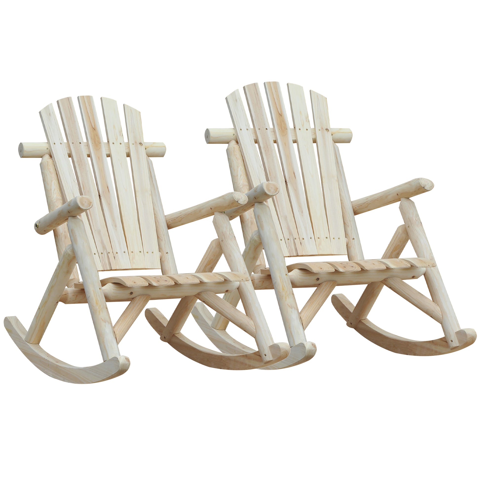 2 Piece Adirondack Chair Cedar Wood Ergonomic Rocking Chair Porch