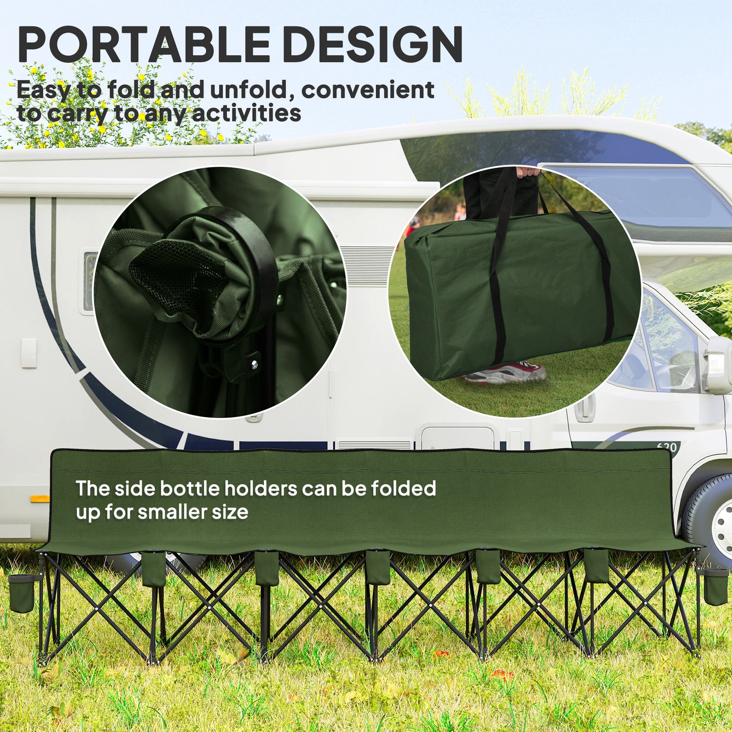 6 Seater Folding Camping Chair with Cup Holder & Carry Bag