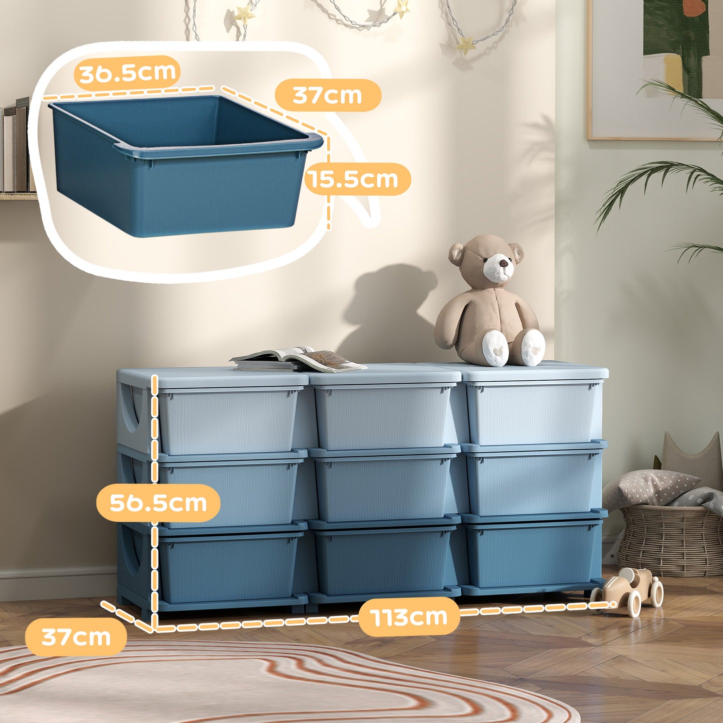 Kids Storage Unit, with Nine Drawers