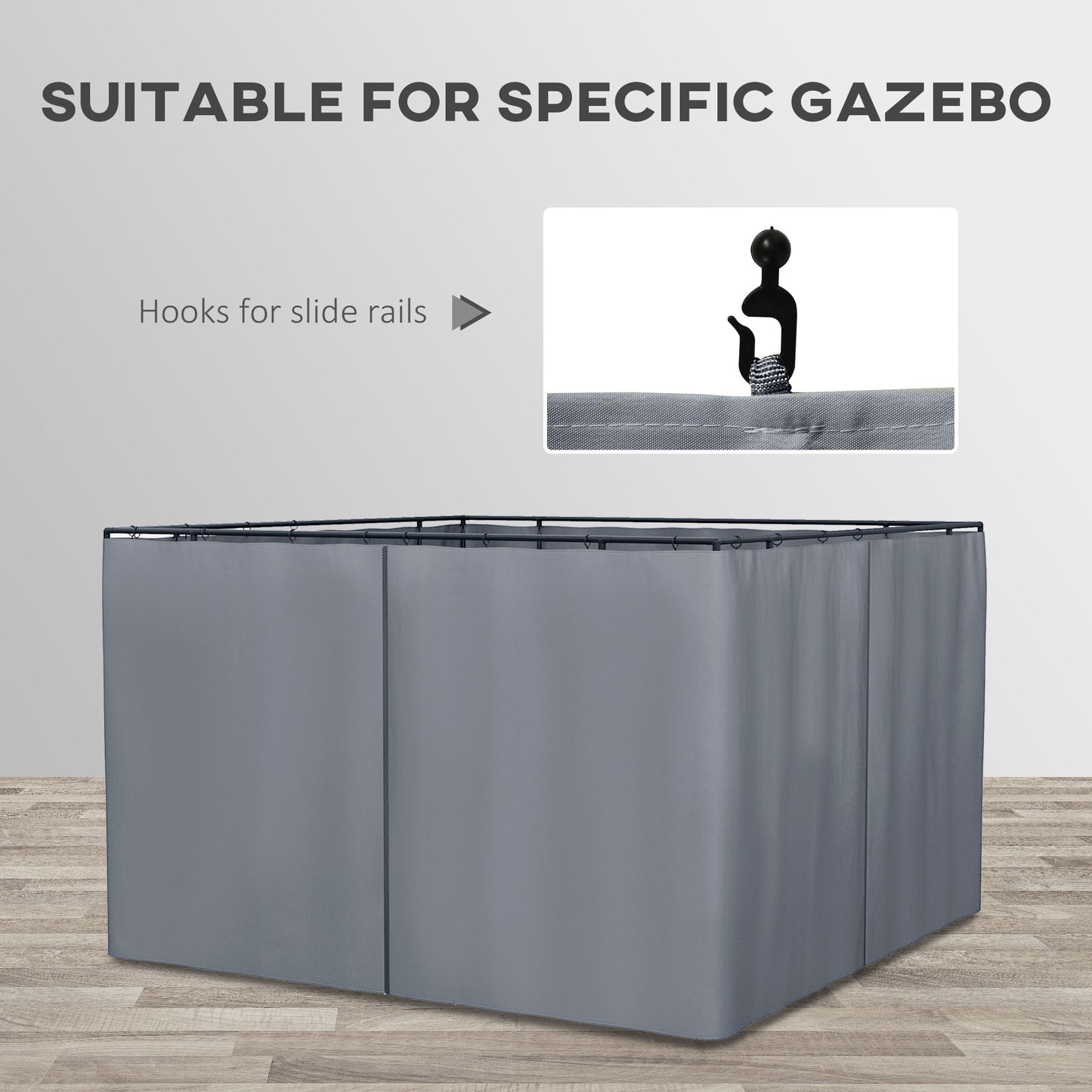 Replacement Gazebo Curtains 4-Panel Sidewalls with Zipper