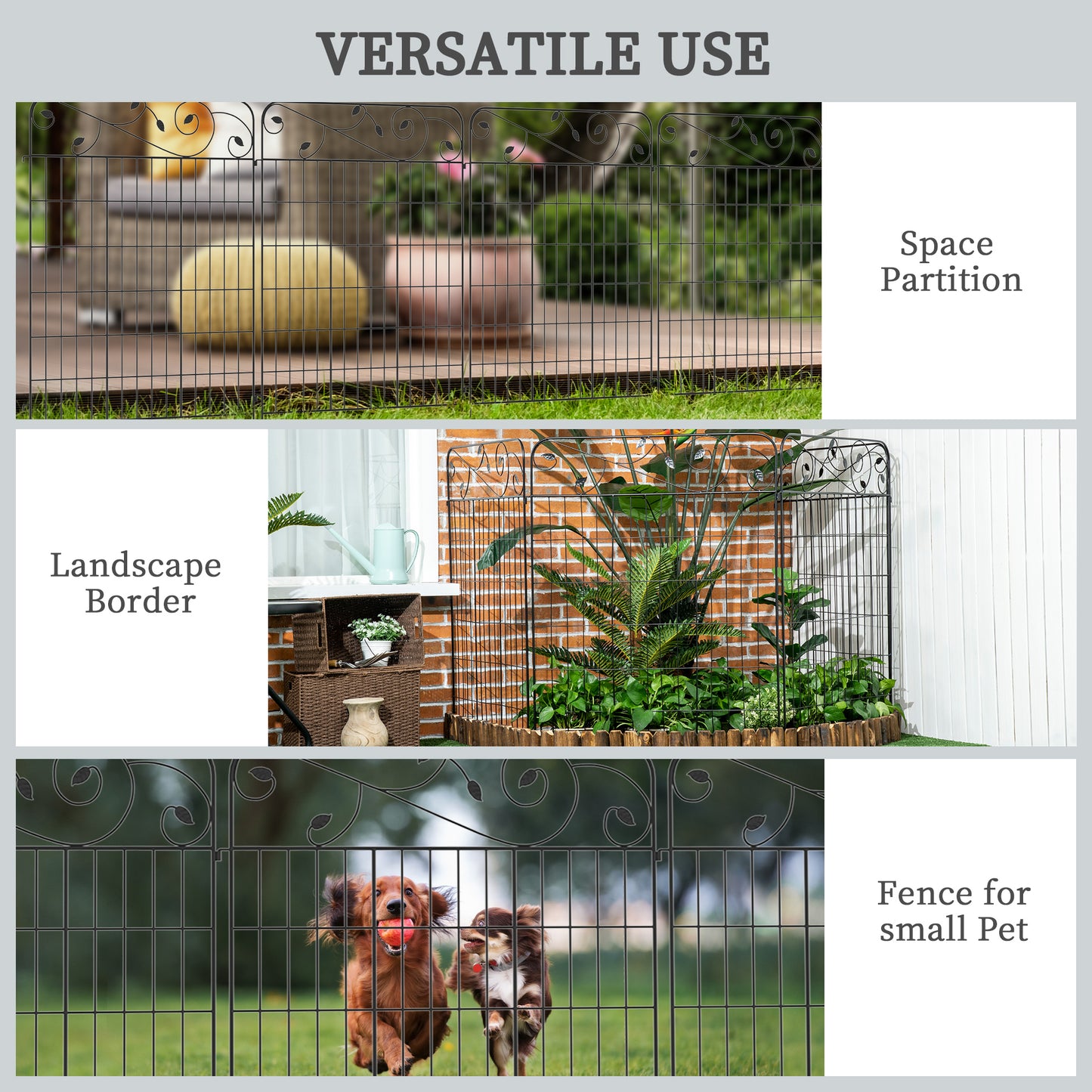 Decorative Garden Fencing, 8PCs 43in x 23ft Outdoor Picket Fence