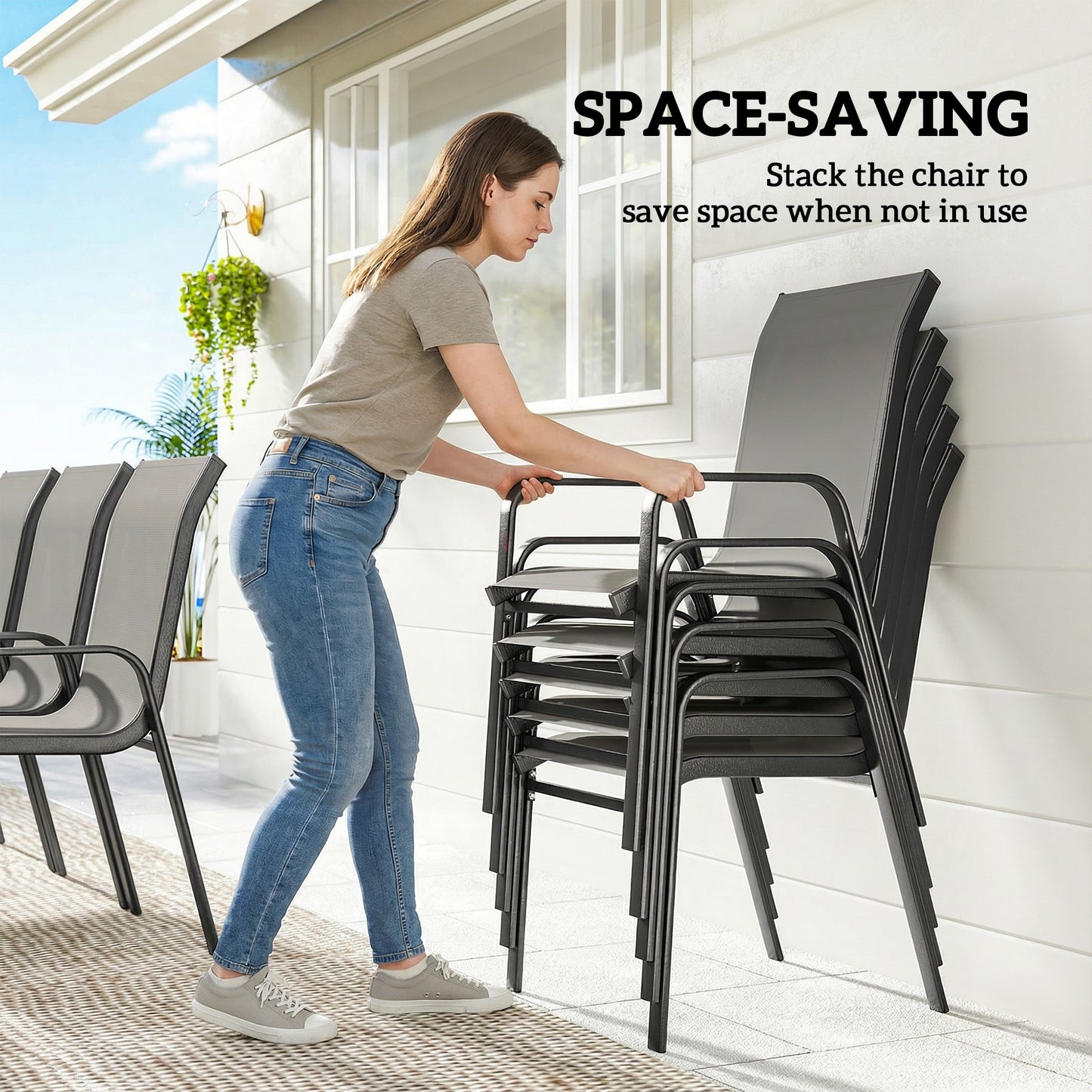 9 Pieces Garden Dining Set, Outdoor Table and Chairs Set for 8