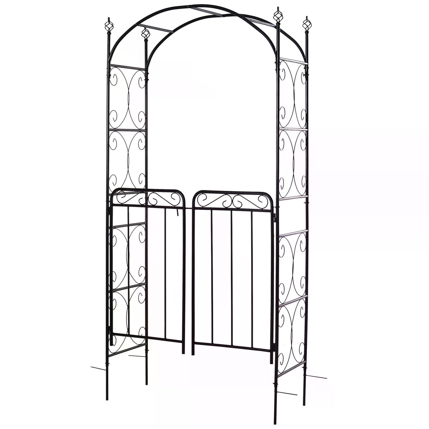 Garden Decorative Metal Arch with Gate Outdoor Patio Trellis Arbor