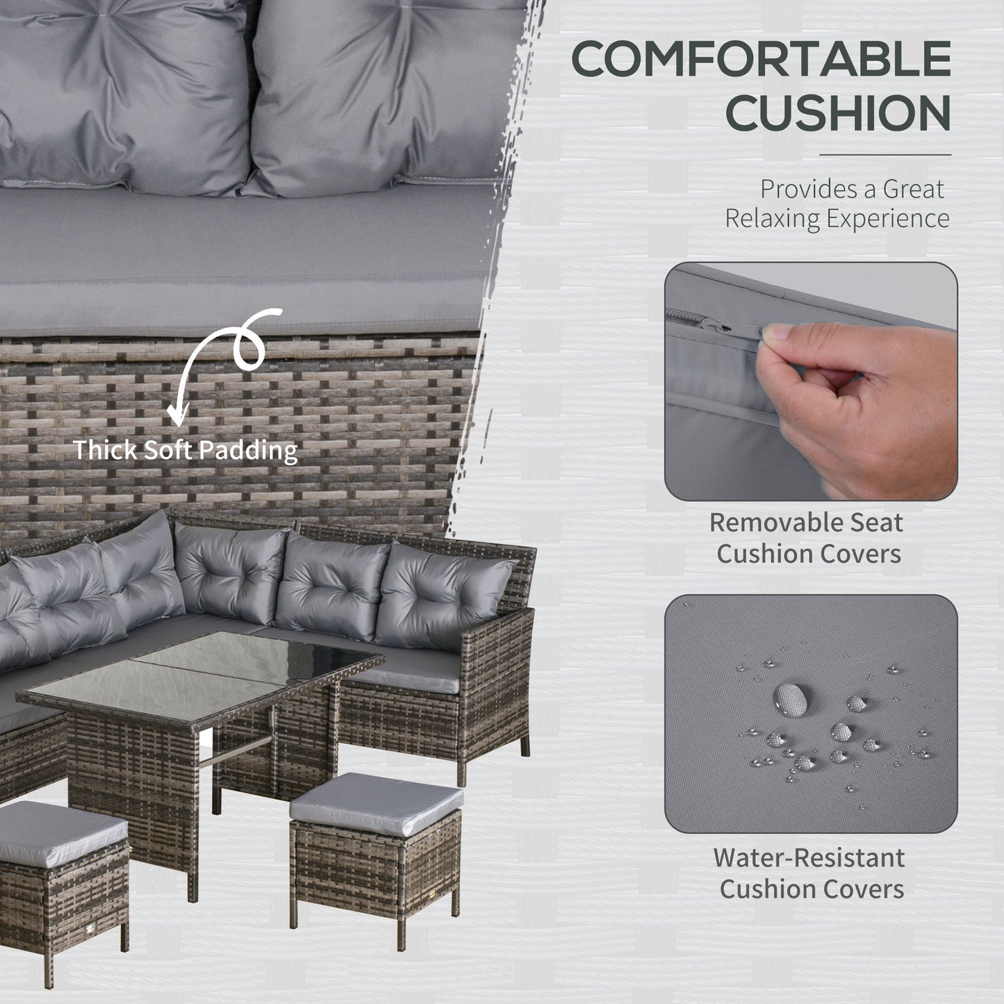 8 Seater Rattan Sofa Set, Rattan Garden Furniture Set