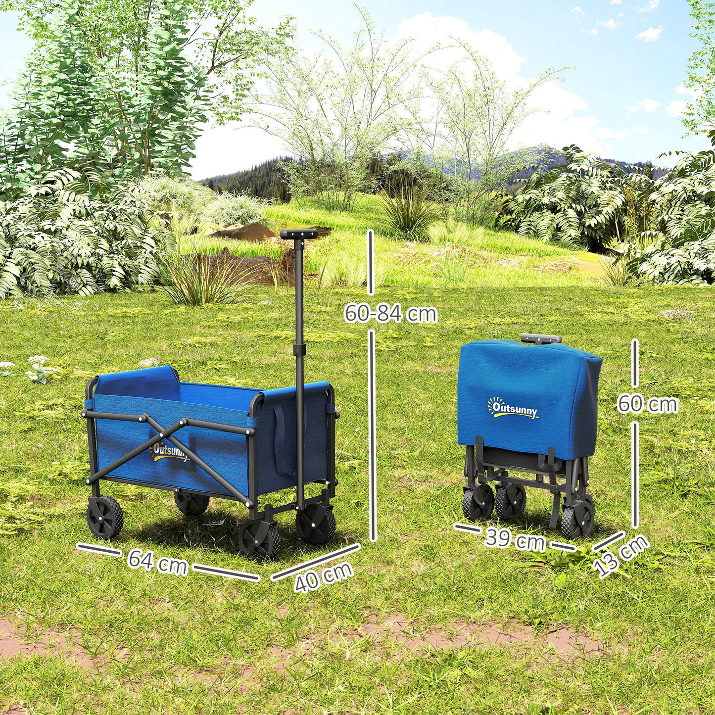 41L Festival Trolley on Wheels, Compact Garden Folding Trolley Cart