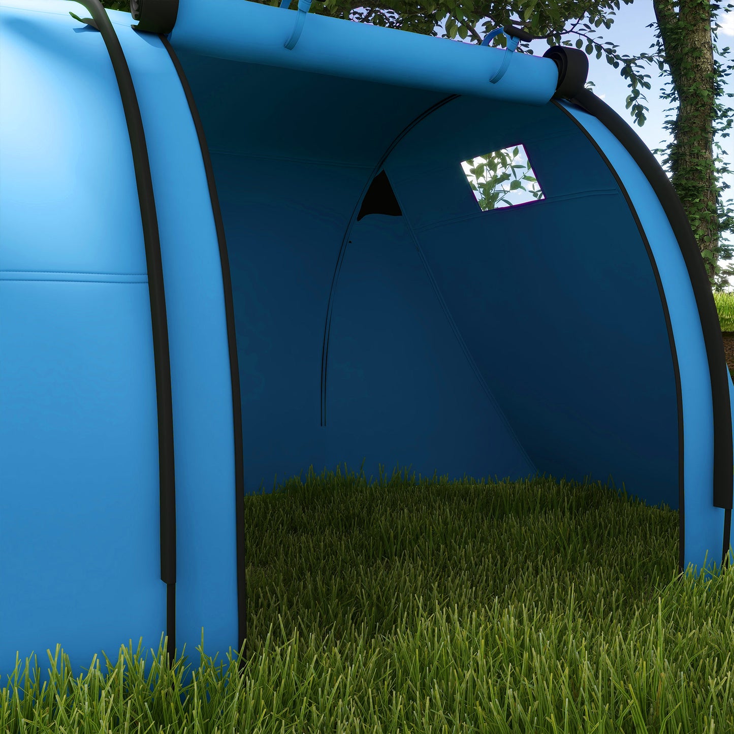 Four Man Duo Room Tunnel Tent, with Accessories