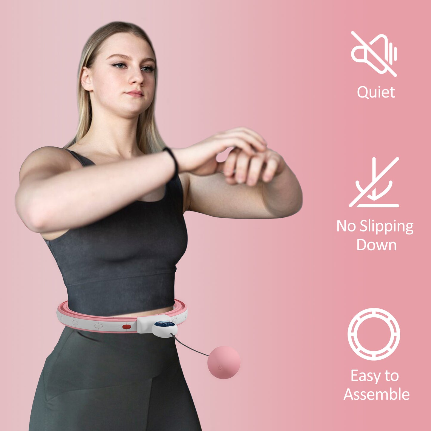 Smart Weighted Hula Hoop, Massage Hula Ring w/ 16 Detachable Knots