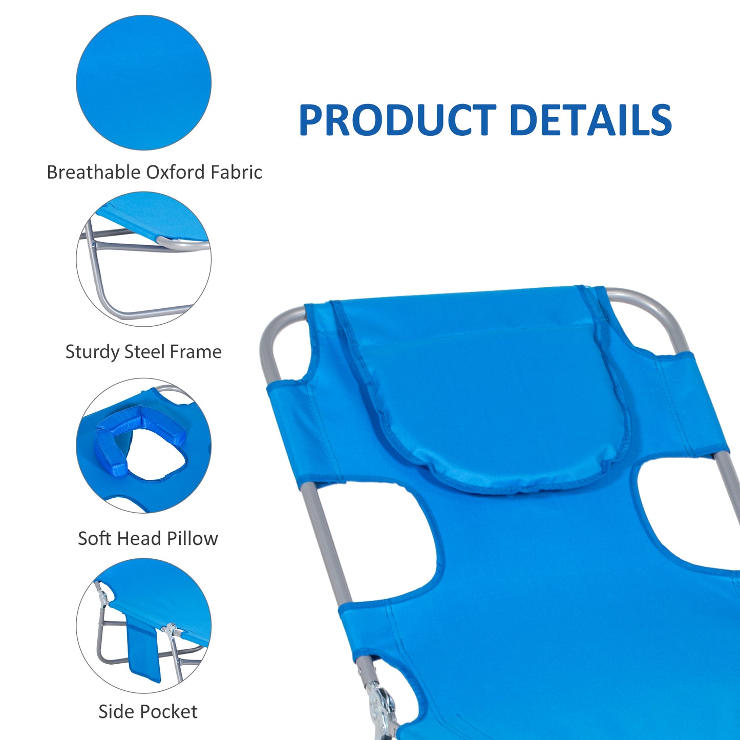 Foldable Sun Lounger with Reading Hole