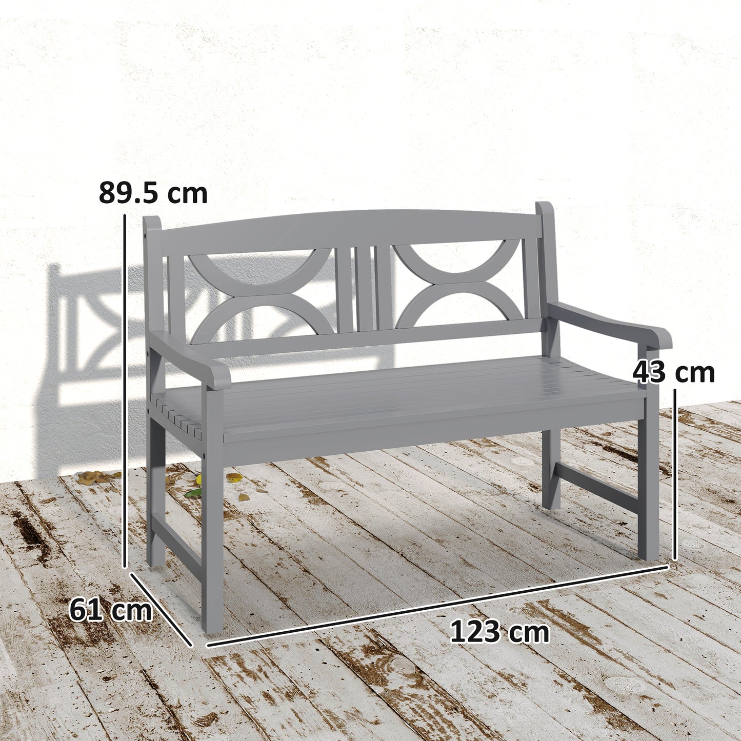 2-Seater Wooden Garden Bench Outdoor Patio Loveseat for Porch