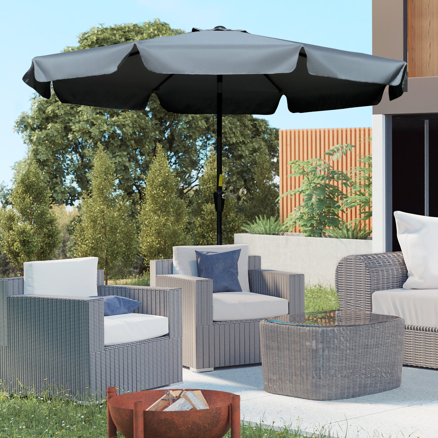 2.7m Patio Parasol Garden Umbrellas Outdoor Sun Shade Table Umbrella