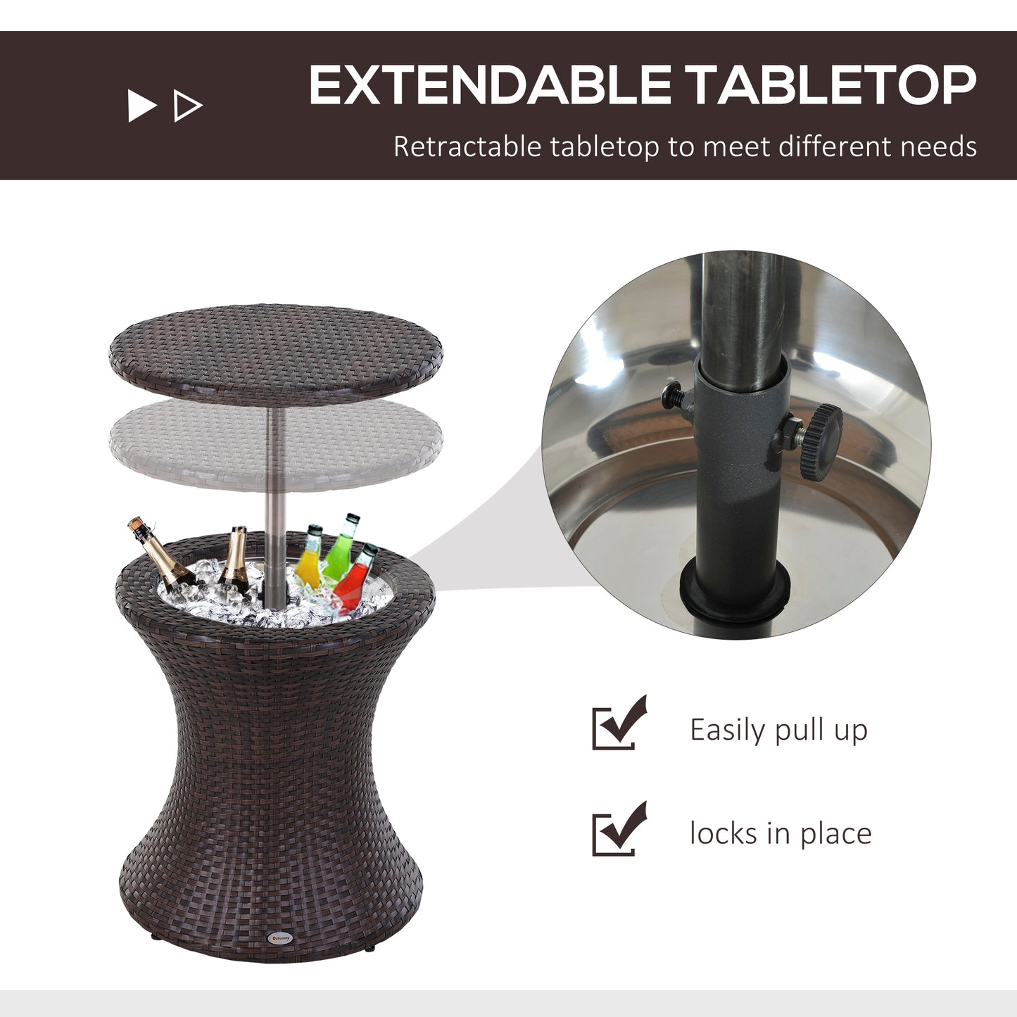 PE Rattan Ice Bucket Table