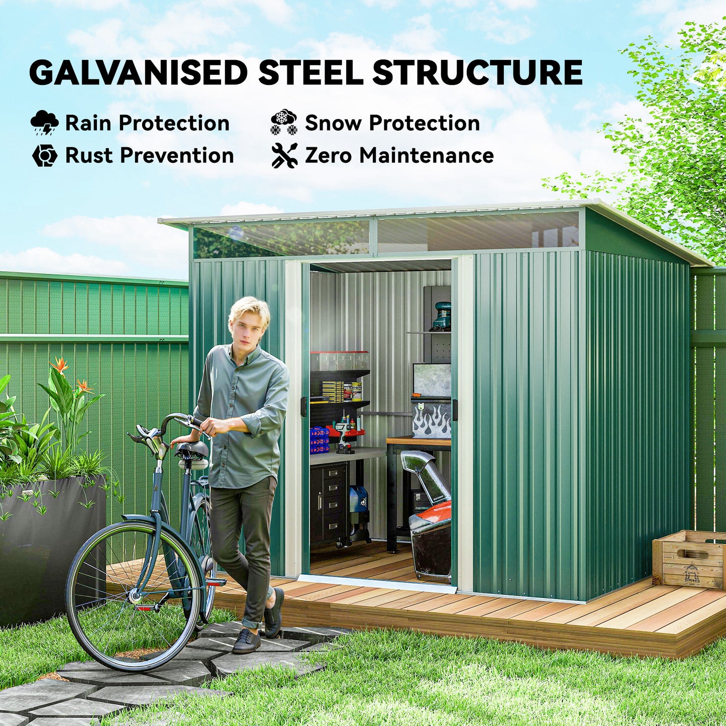 8.5 x 6ft Metal Shed with Lightsky Panels