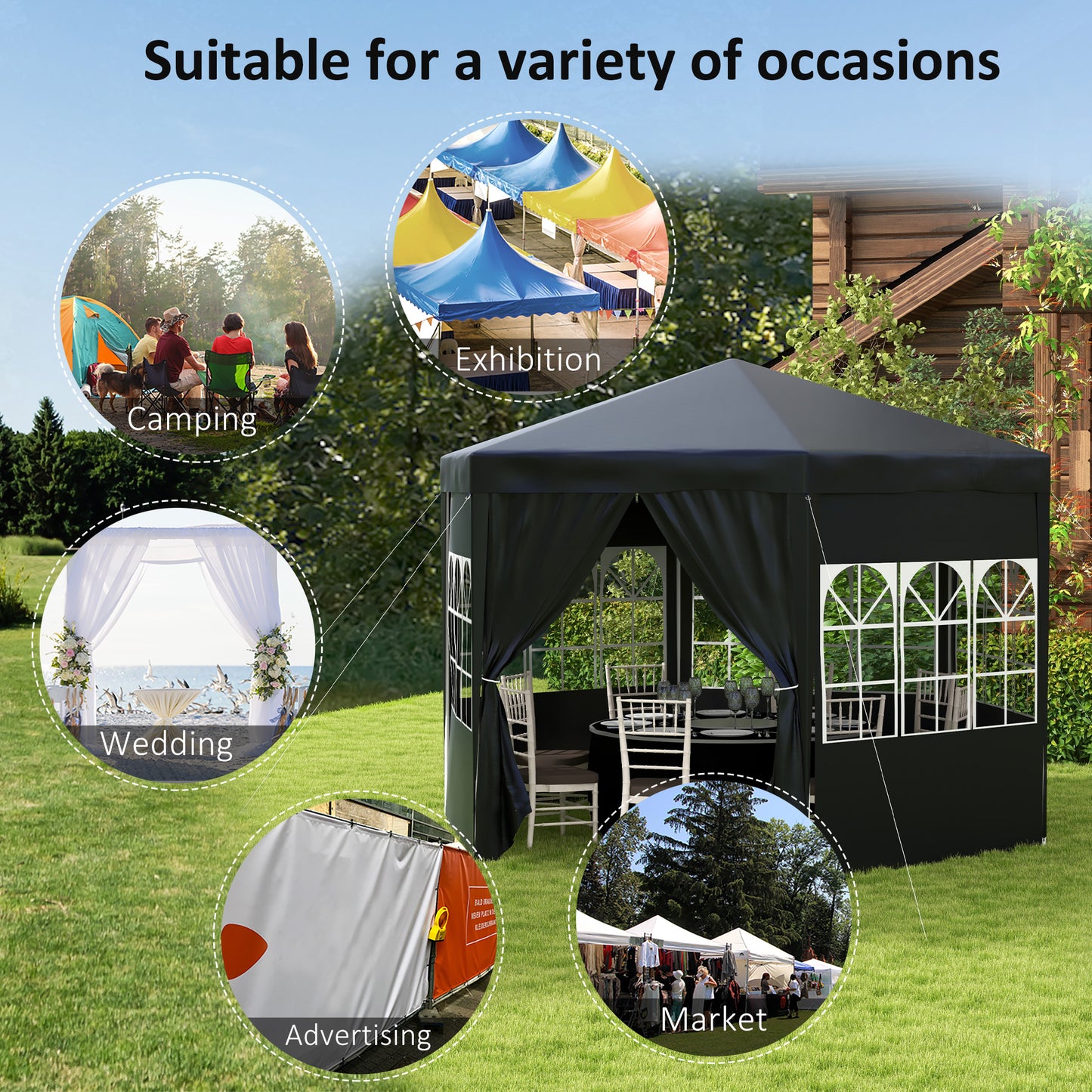 4 m Party Tent Wedding Gazebo Outdoor Waterproof PE Canopy Shade