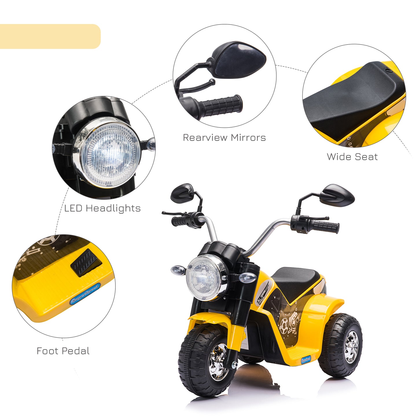 6V Kids Electric Motorbike 3 Wheels Ride On Toy